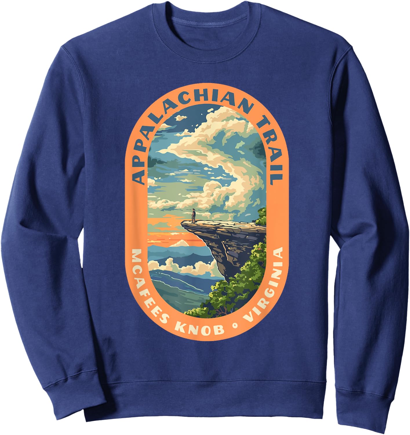 McAfee Knob Virginia Appalachian Trail Roanoke Hiking Sweatshirt - Sweatshirt | Navy