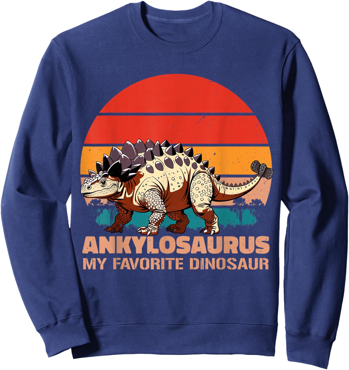 Ankylosaurus My Favorite Dinosaur Retro Sunset Sweatshirt - Sweatshirt | Navy