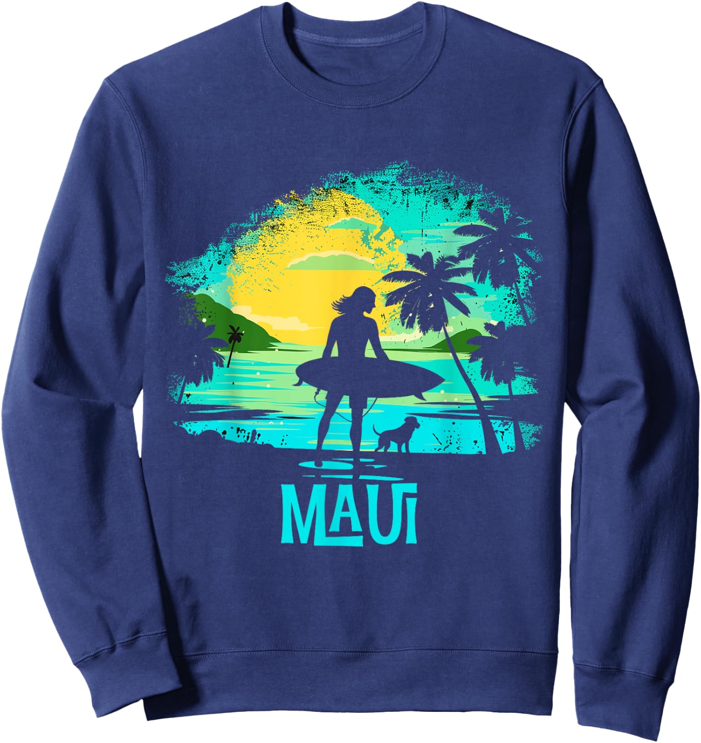 Maui Hawaii Surf Beach Surfing Hawaiian Sweatshirt - Sweatshirt | Navy