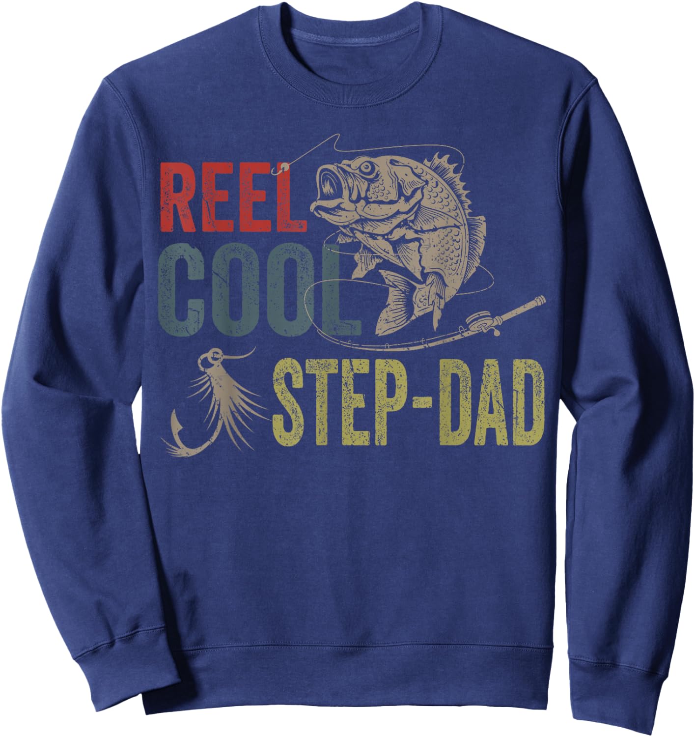 Reel Cool Step-Dad Fishing Father's Day Gift Sweatshirt - Sweatshirt | Navy