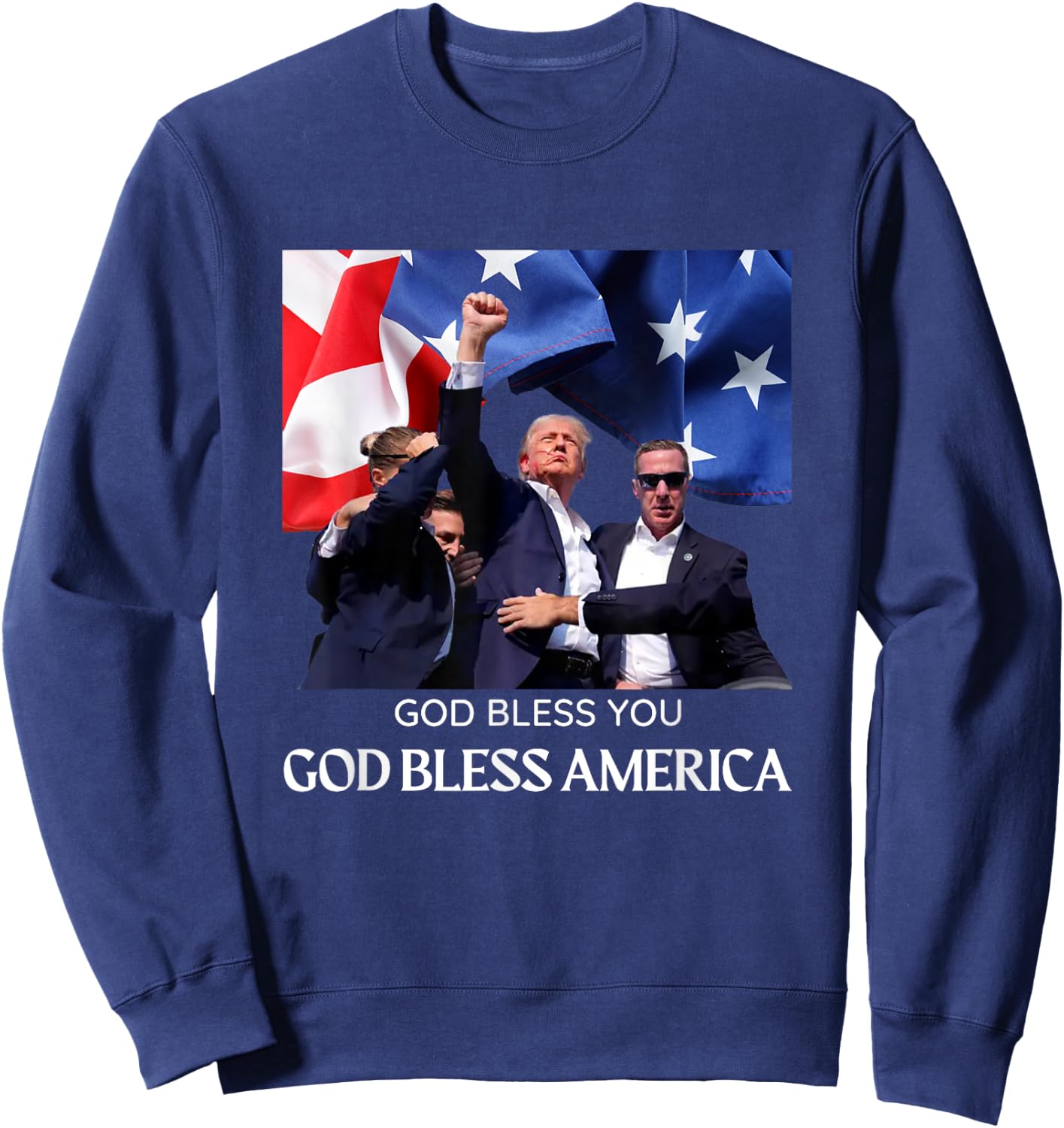 Donald Trump 2024 God Bless You - God Bless America Sweatshirt - Sweatshirt | Navy