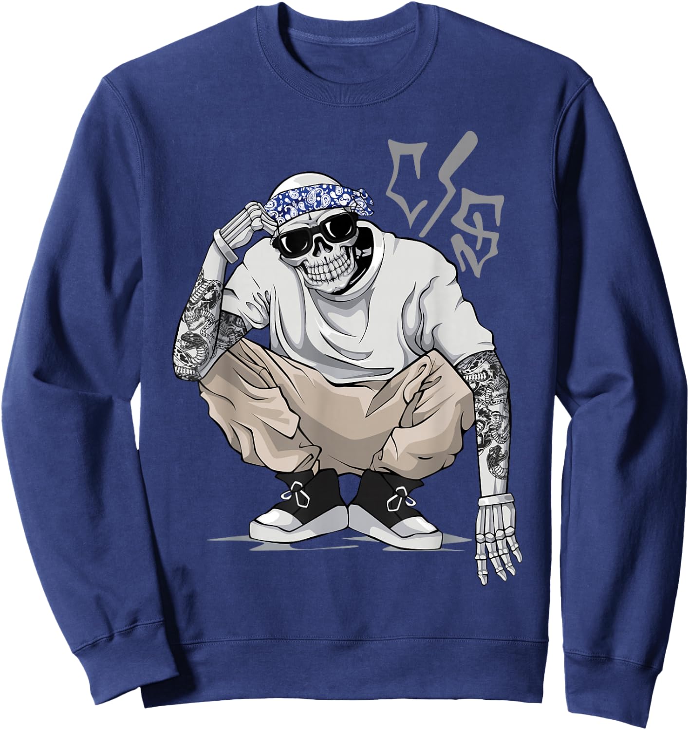 Cholo Chicano Tattoo Cool Mexican Gangster Skeleton Mexico Sweatshirt - Sweatshirt | Navy