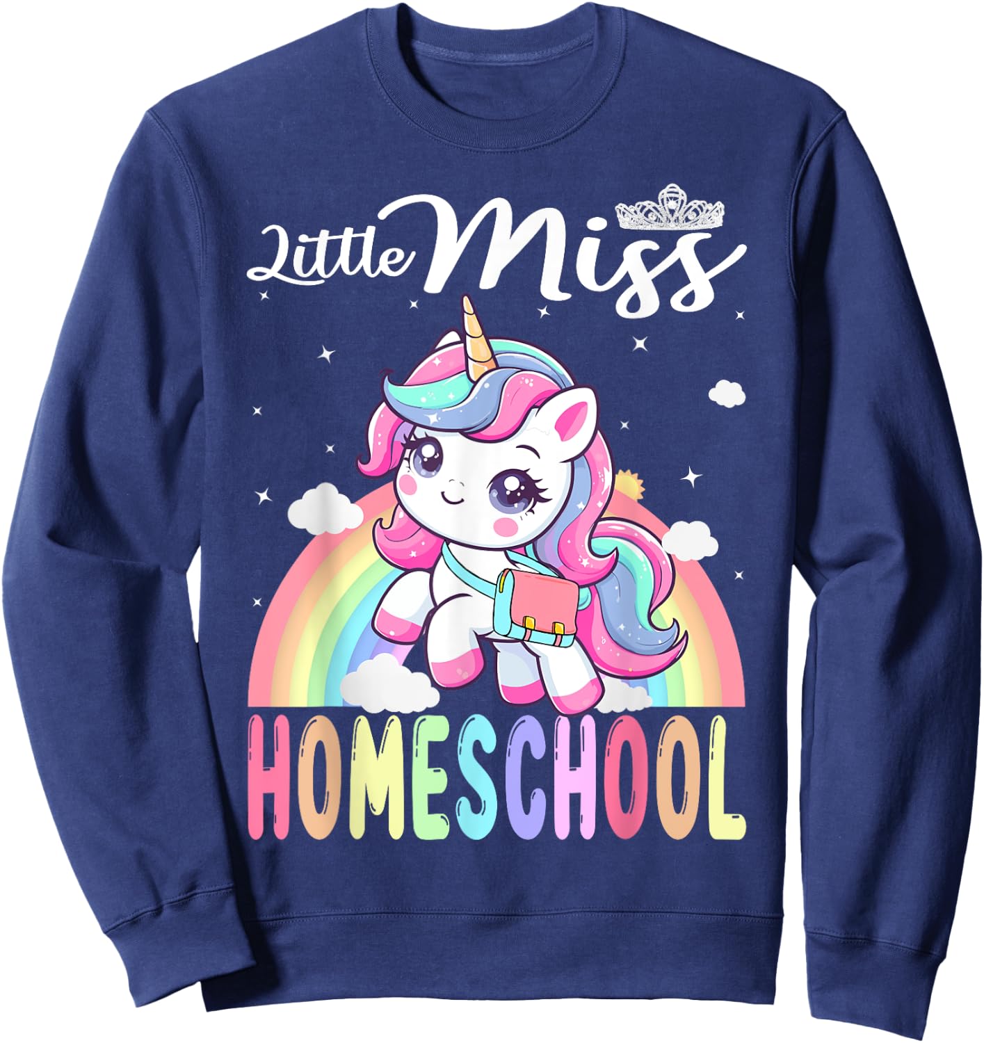 Little Miss Homeschool Back To School Girls Homeschool Sweatshirt - Sweatshirt | Navy