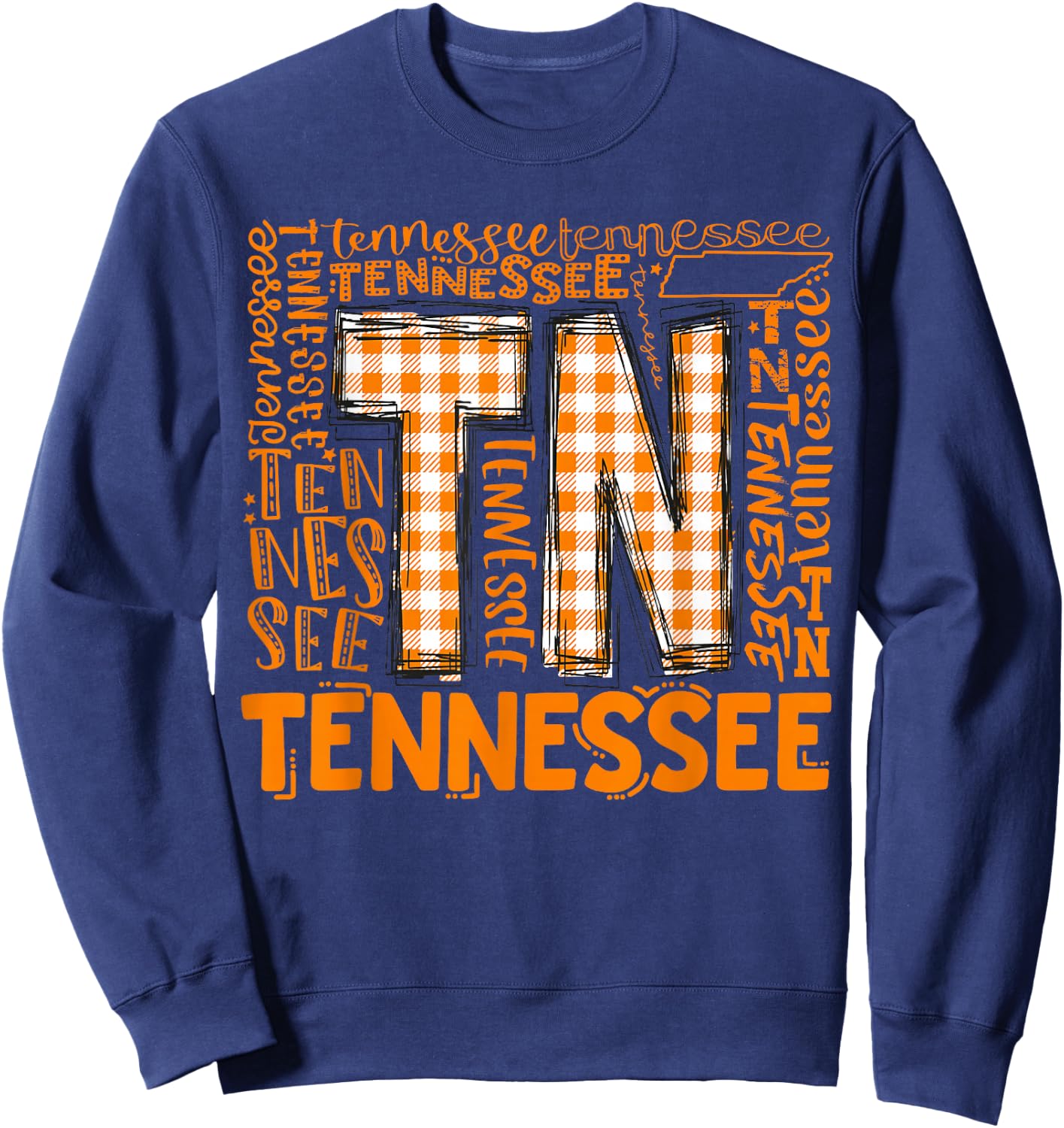 Tennessee State Flag Orange Plaid TN Sweatshirt - Sweatshirt | Navy
