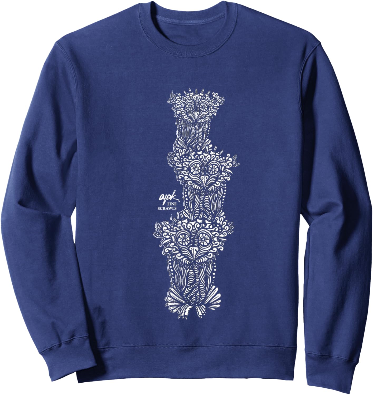 Owl Art Three Birds Drawing Sweatshirt - Sweatshirt | Navy