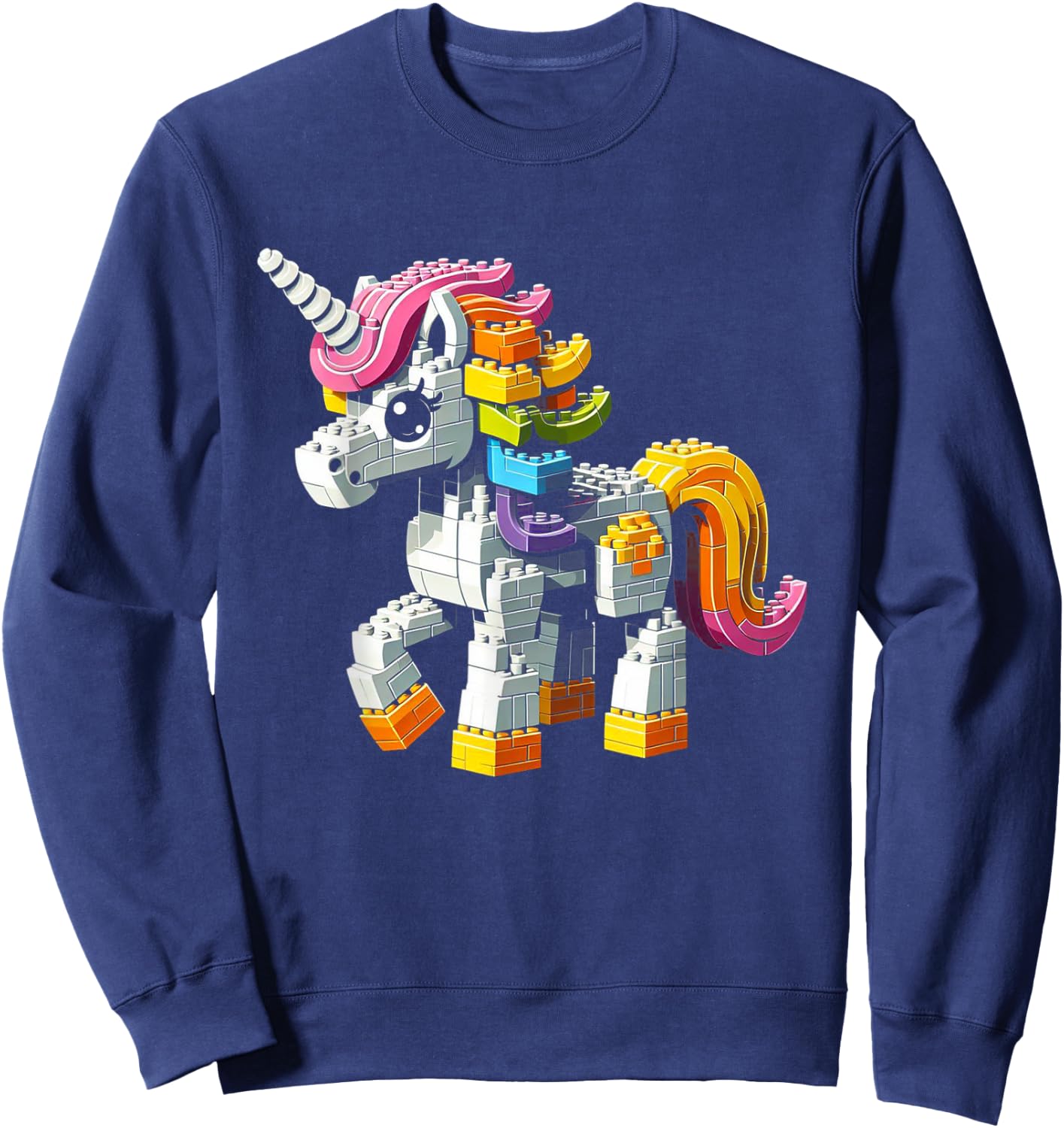 Block Building Unicorn Lover Master Builder Bricks Sweatshirt - Sweatshirt | Navy