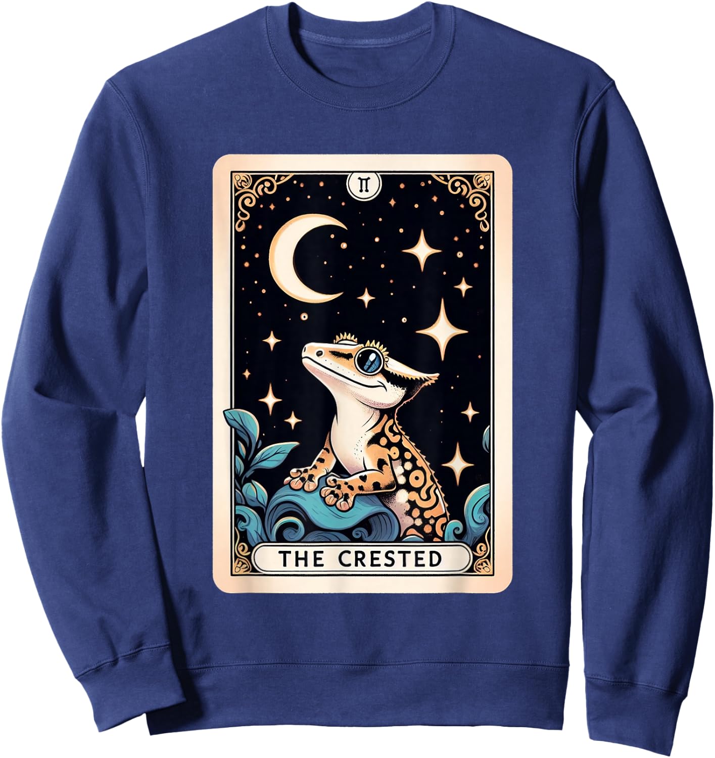 Crested Gecko Tarot Card Moon Men Women Kids Reptile Lover Sweatshirt - Sweatshirt | Navy