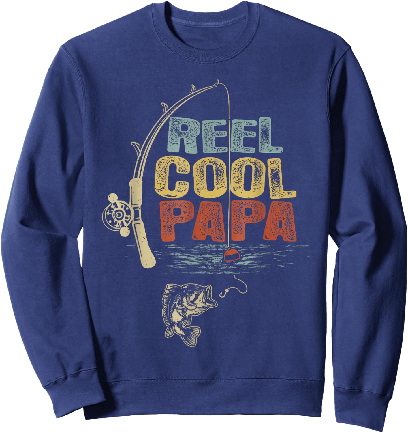 Funny Fisherman Vintage Reel Cool Papa Father Day Sweatshirt - Sweatshirt | Navy