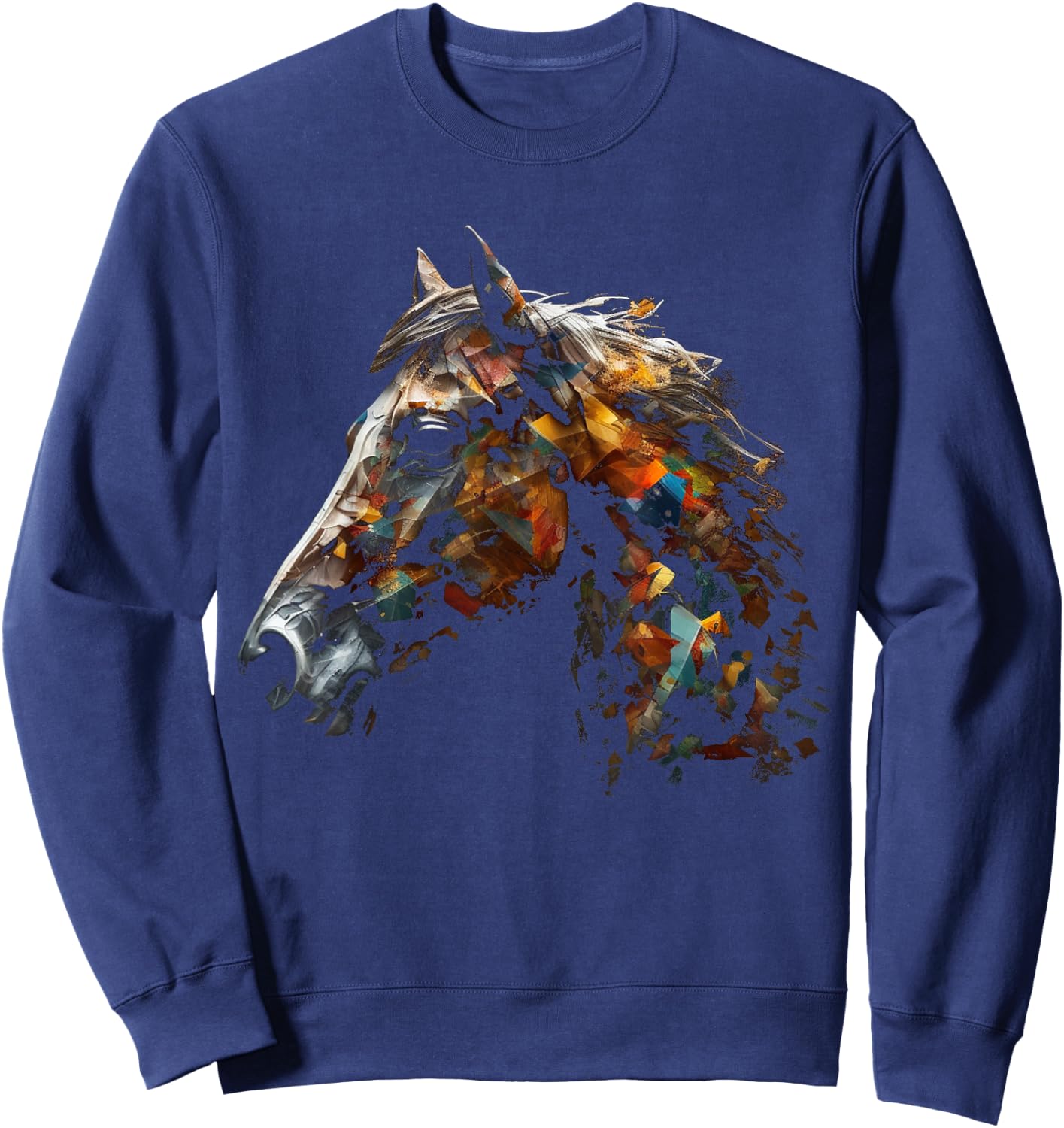 Horse Artwork - Animal Horse Sweatshirt - Sweatshirt | Navy