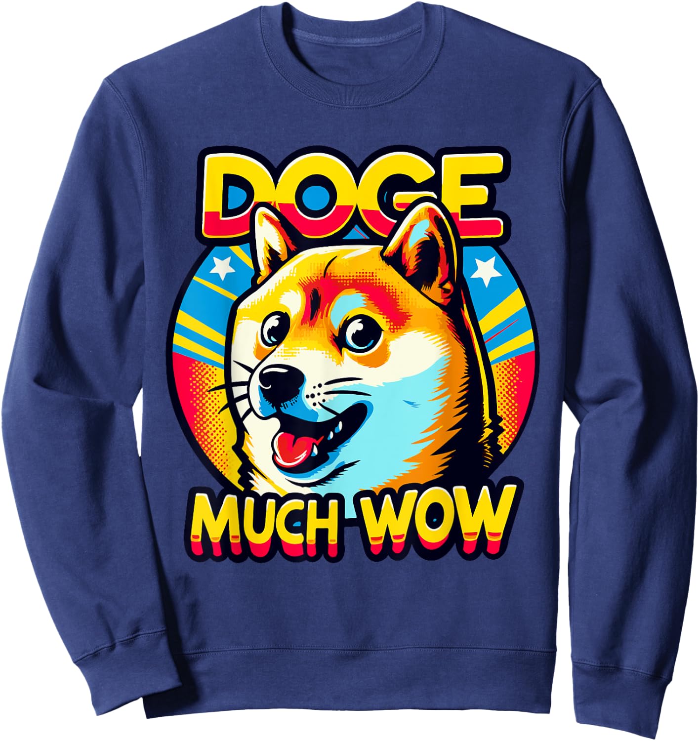 Meme Culture Doge Much Wow Vibrant Dog Lover Sweatshirt - Sweatshirt | Navy