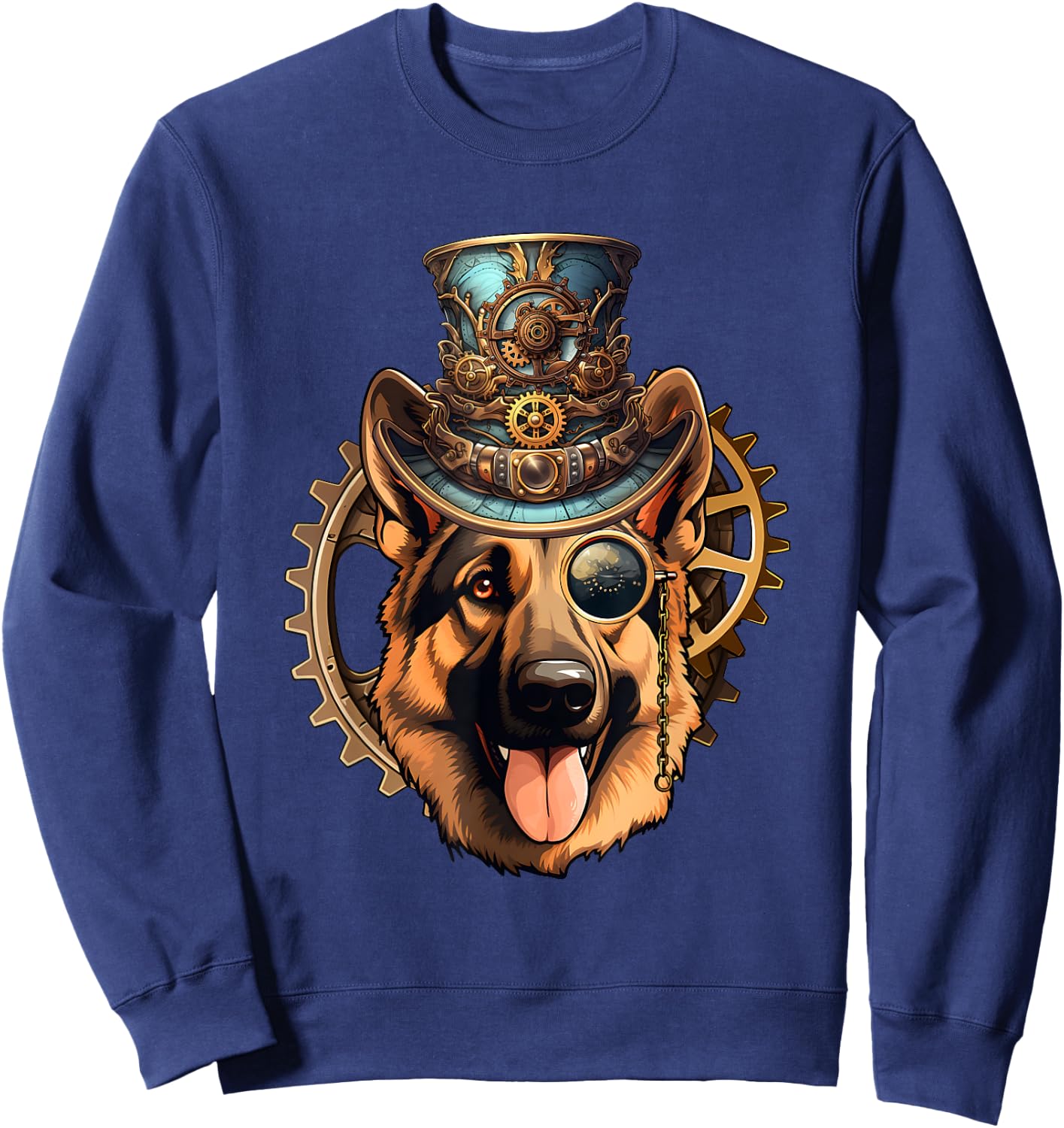 Victorian Steampunk German Shepherd Sweatshirt - Sweatshirt | Navy
