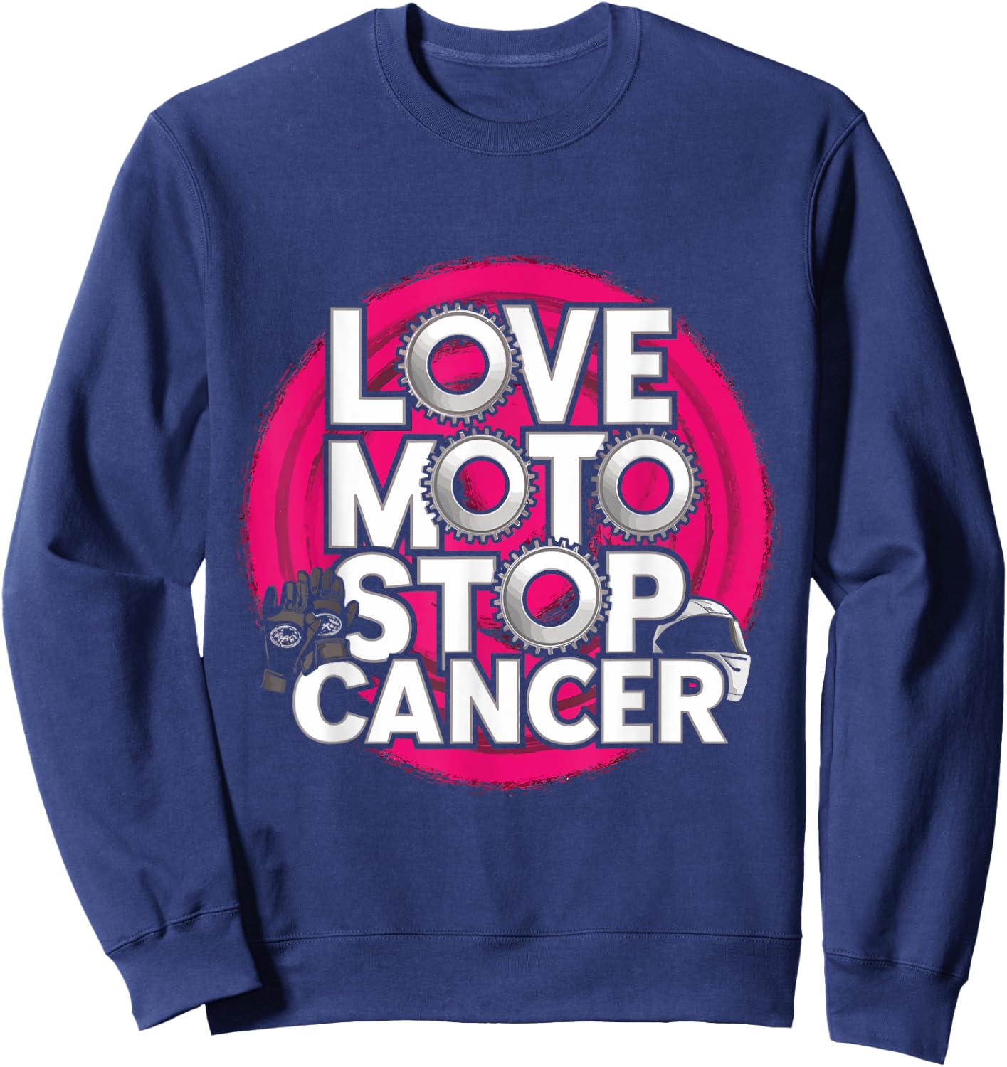 Love Moto Stop Cancer Design Sweatshirt - Sweatshirt | Navy