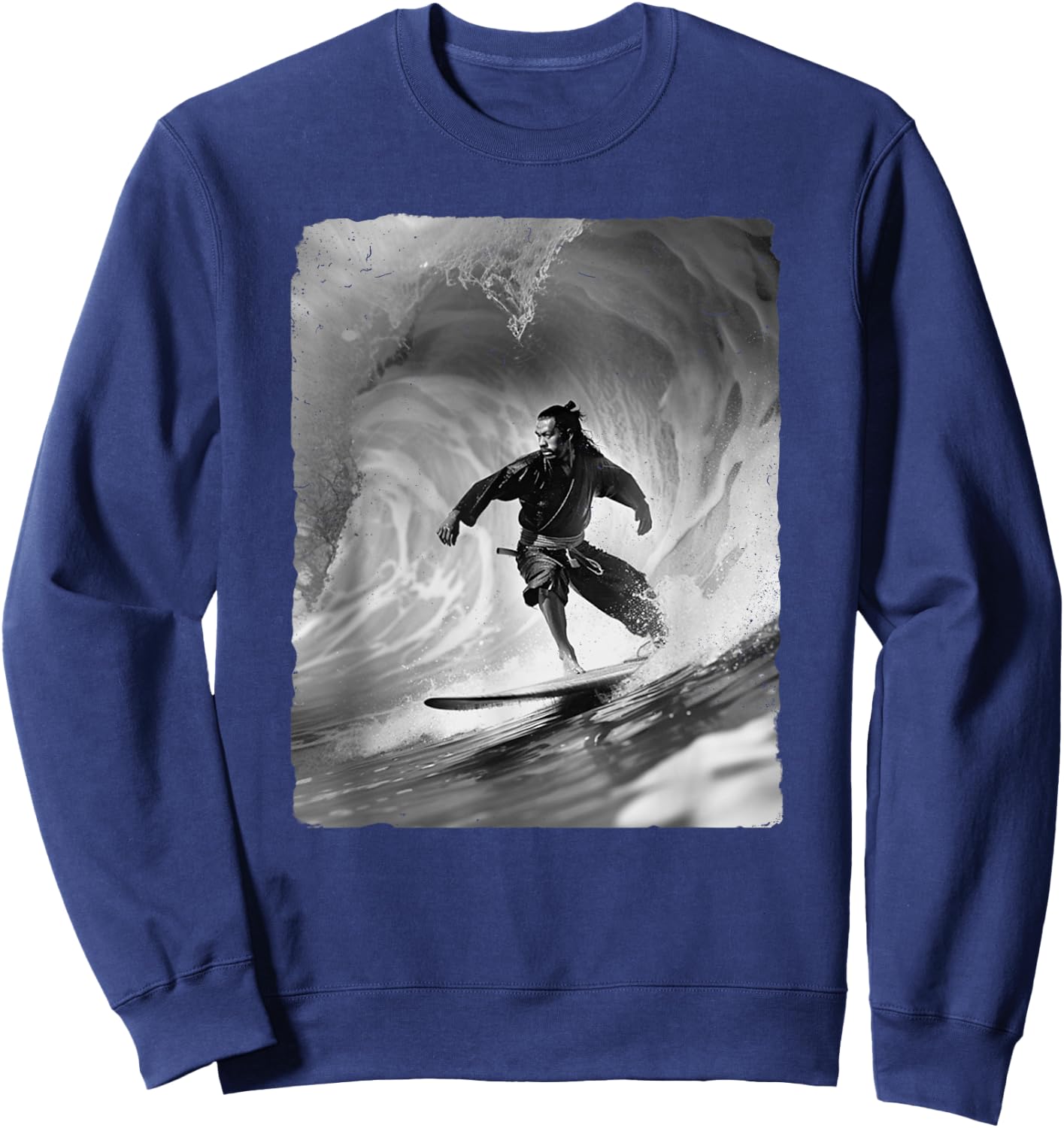 Samurai Surfing Ninja Surf Wave Japanese Summer Awesome Fun Women Kids Sweatshirt - Sweatshirt | Navy