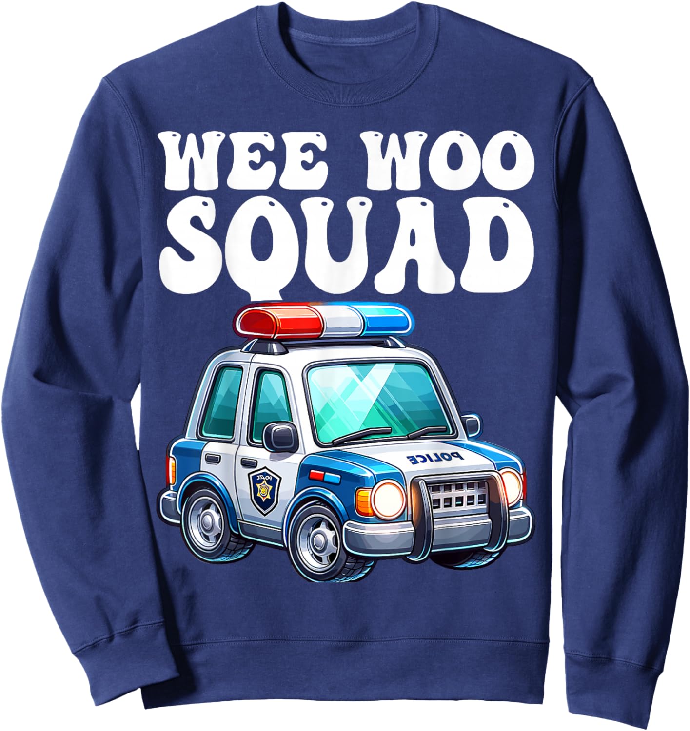 funny Wee Woo Squad Kids boys girls Police Car Theme Sweatshirt - Sweatshirt | Navy