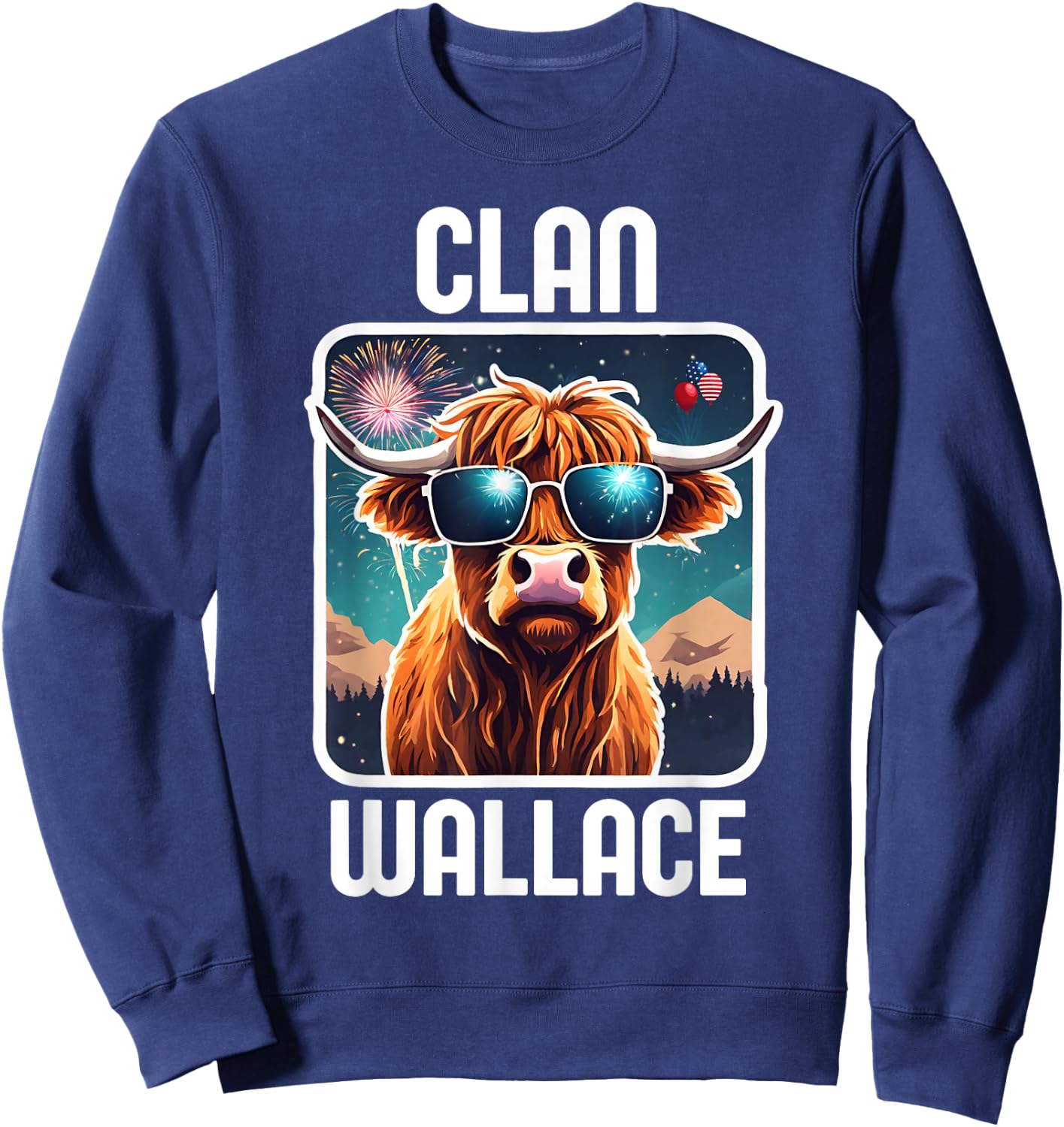 Wallace Clan 4th July Scottish Family Name USA Party Sweatshirt - Sweatshirt | Navy