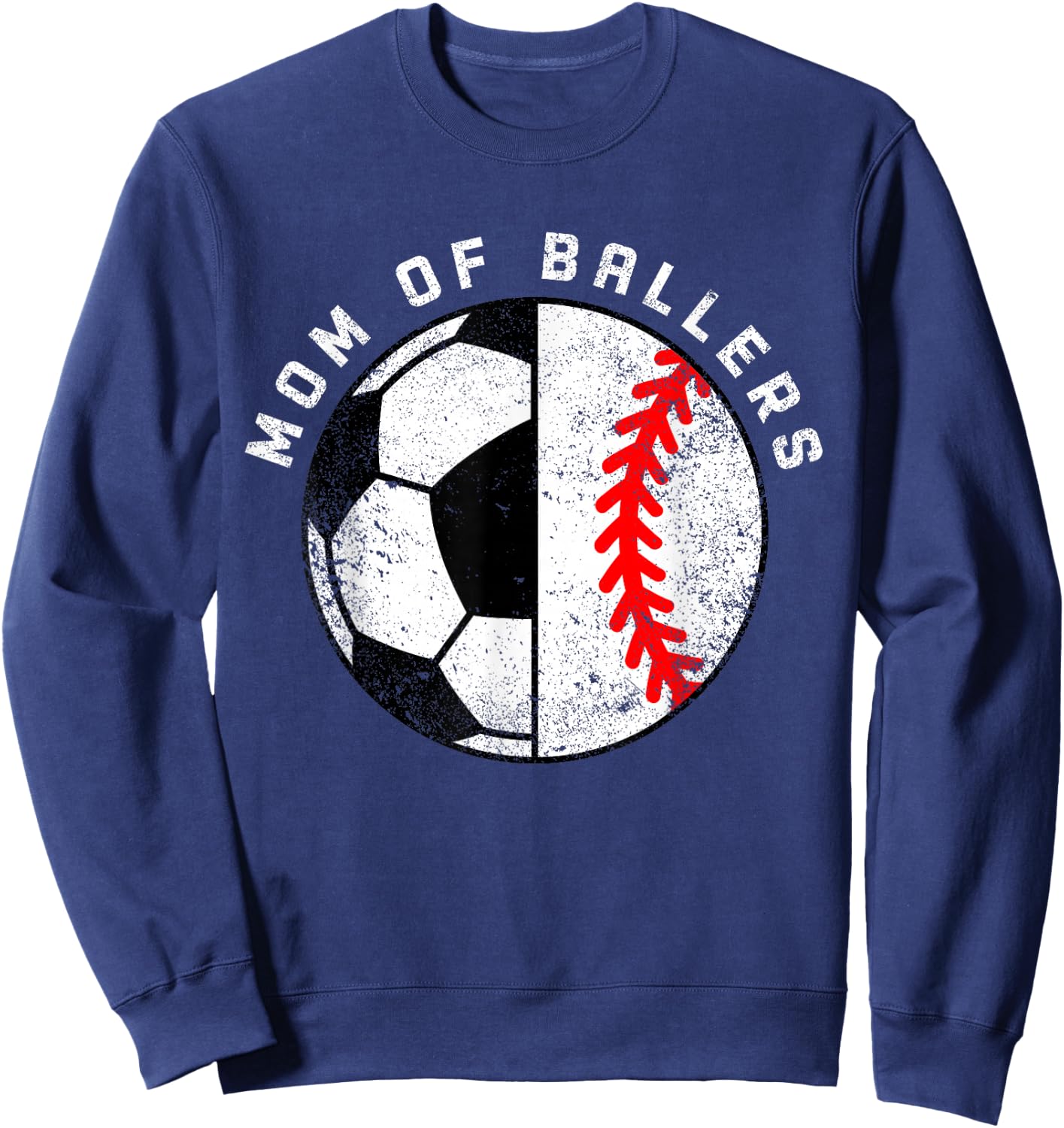 Mom Of Ballers Funny Soccer Baseball Mom Sweatshirt - Sweatshirt | Navy