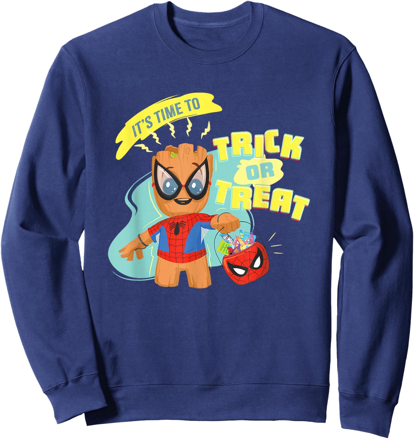 Marvel Classic Halloween Time To Trick Or Treat Baby Groot Sweatshirt - Sweatshirt | Navy