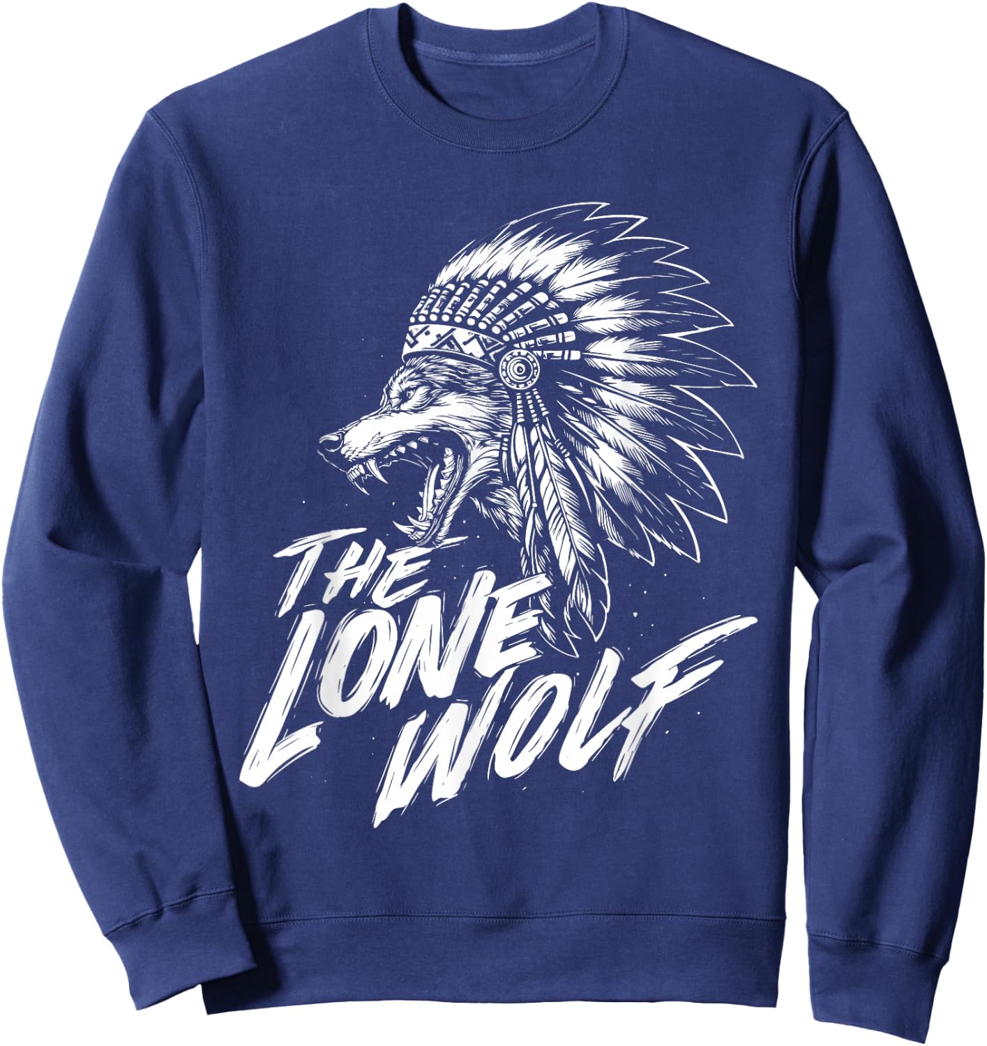 The Lone Wolf - Wolf Lover Outdoor Enthusiast Sweatshirt - Sweatshirt | Navy