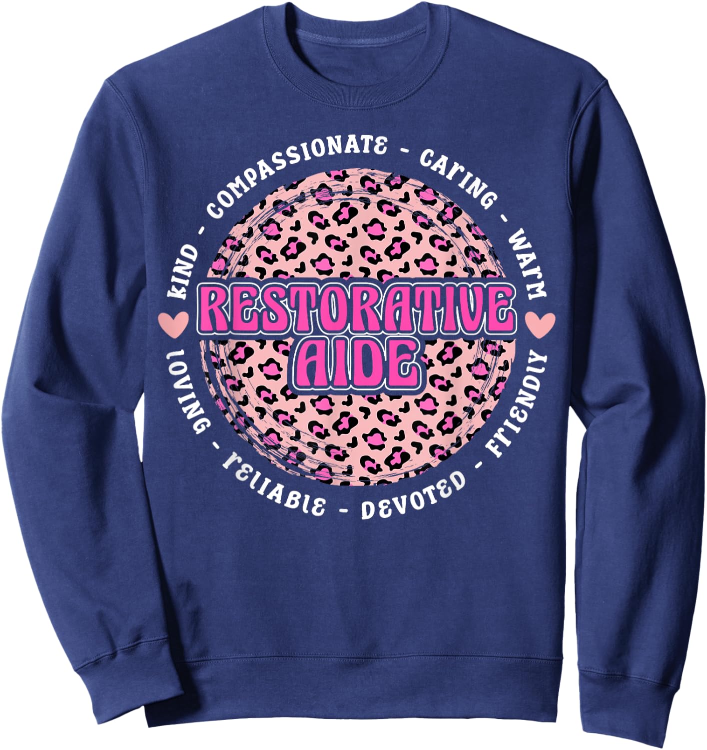 Cute Restorative Aide Leopard Sweatshirt - Sweatshirt | Navy