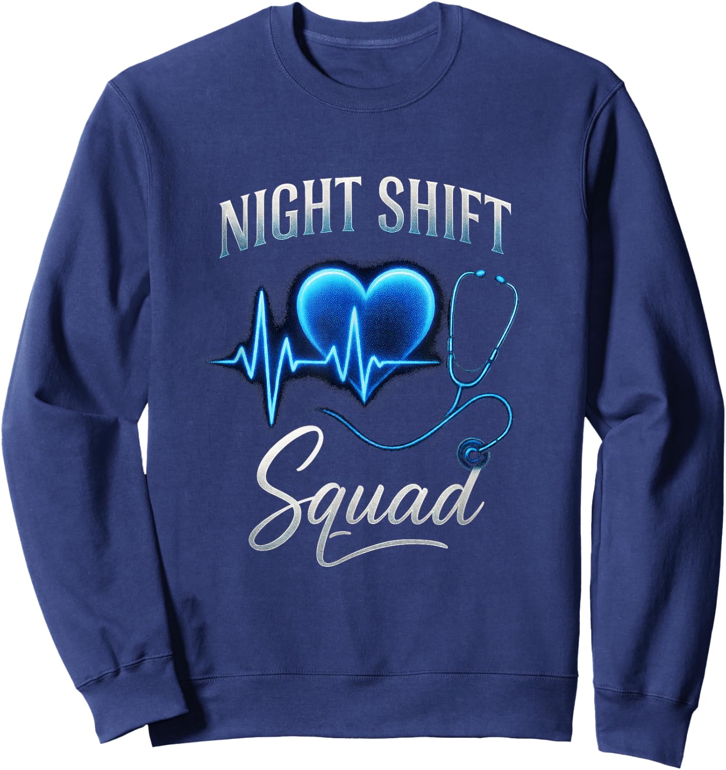 Night Shift Squad - Funny Nursing Team Heart Sweatshirt - Sweatshirt | Navy