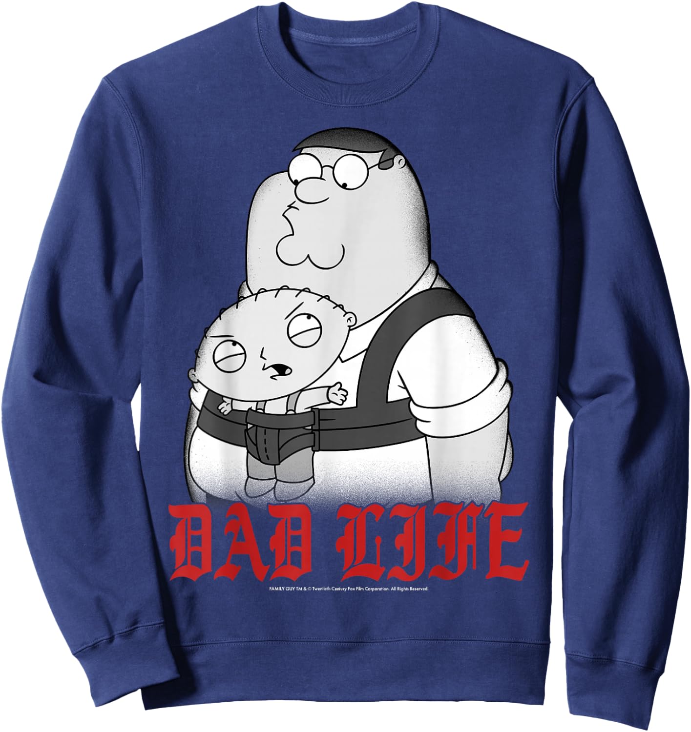 Family Guy Peter Stewie Dad Life Distressed Big Chest Logo Sweatshirt - Sweatshirt | Navy