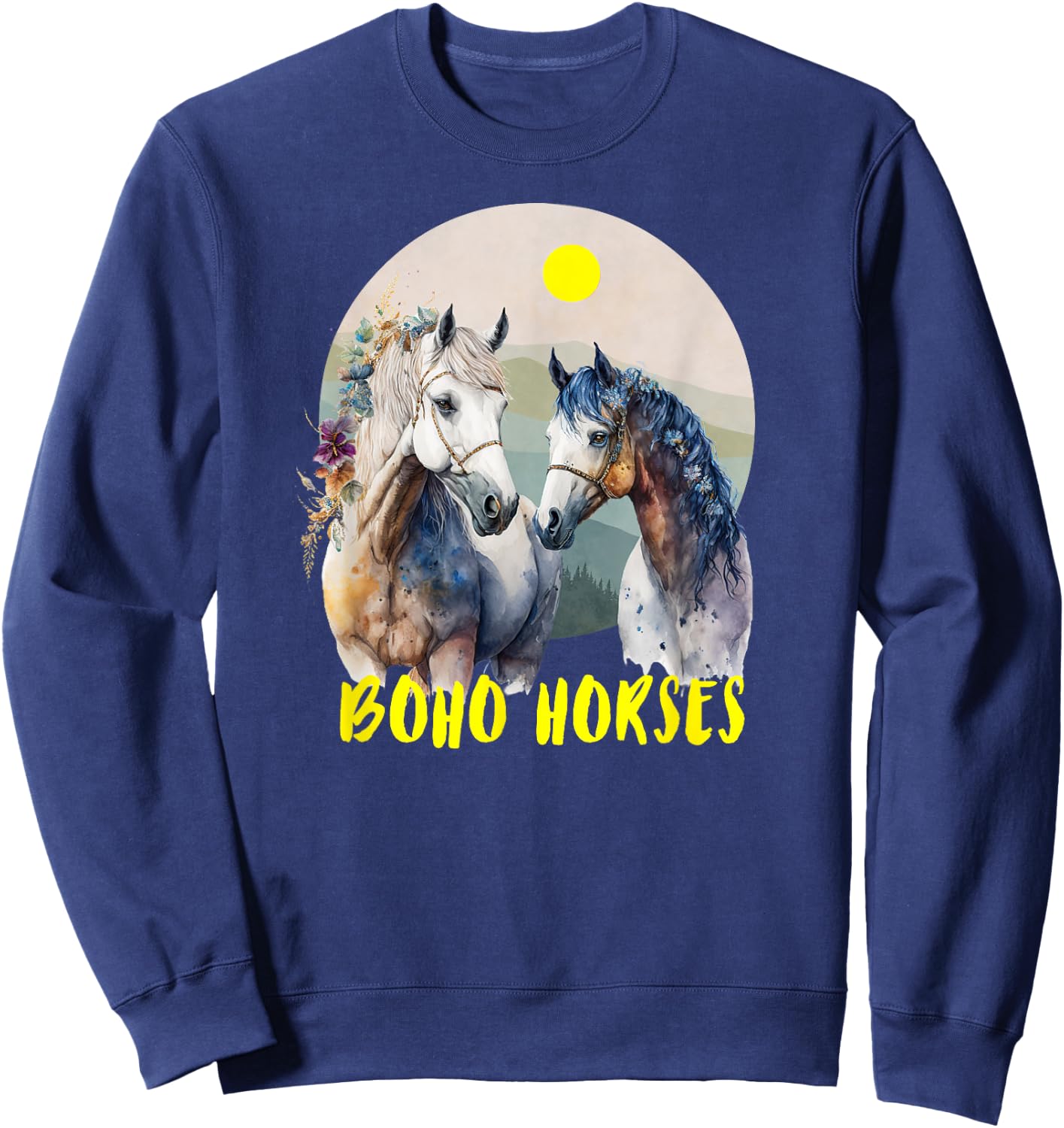 BoHo Horses Sweatshirt - Sweatshirt | Navy