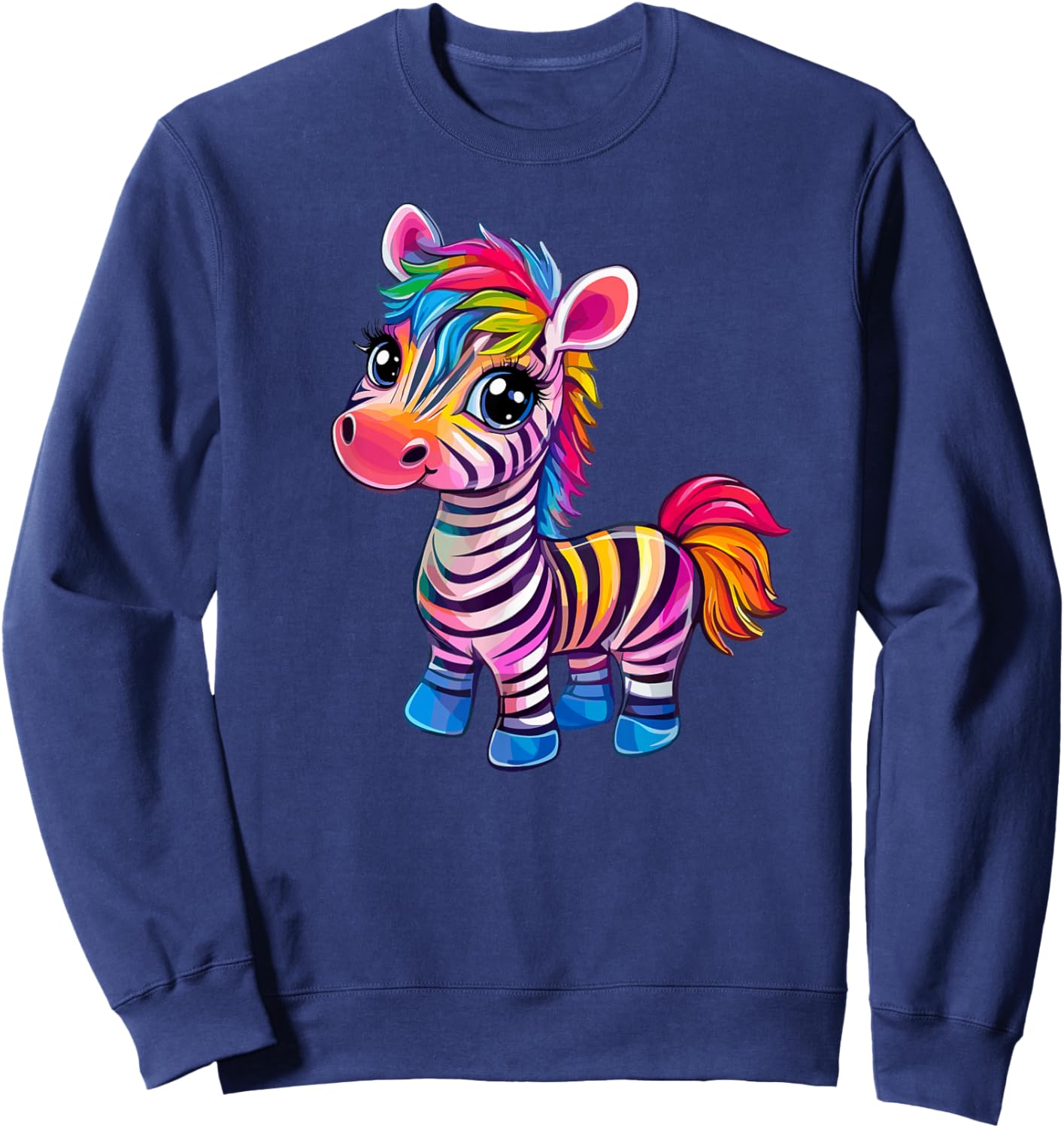 Colorful Rainbow Zebra Animal Art Sweatshirt - Sweatshirt | Navy