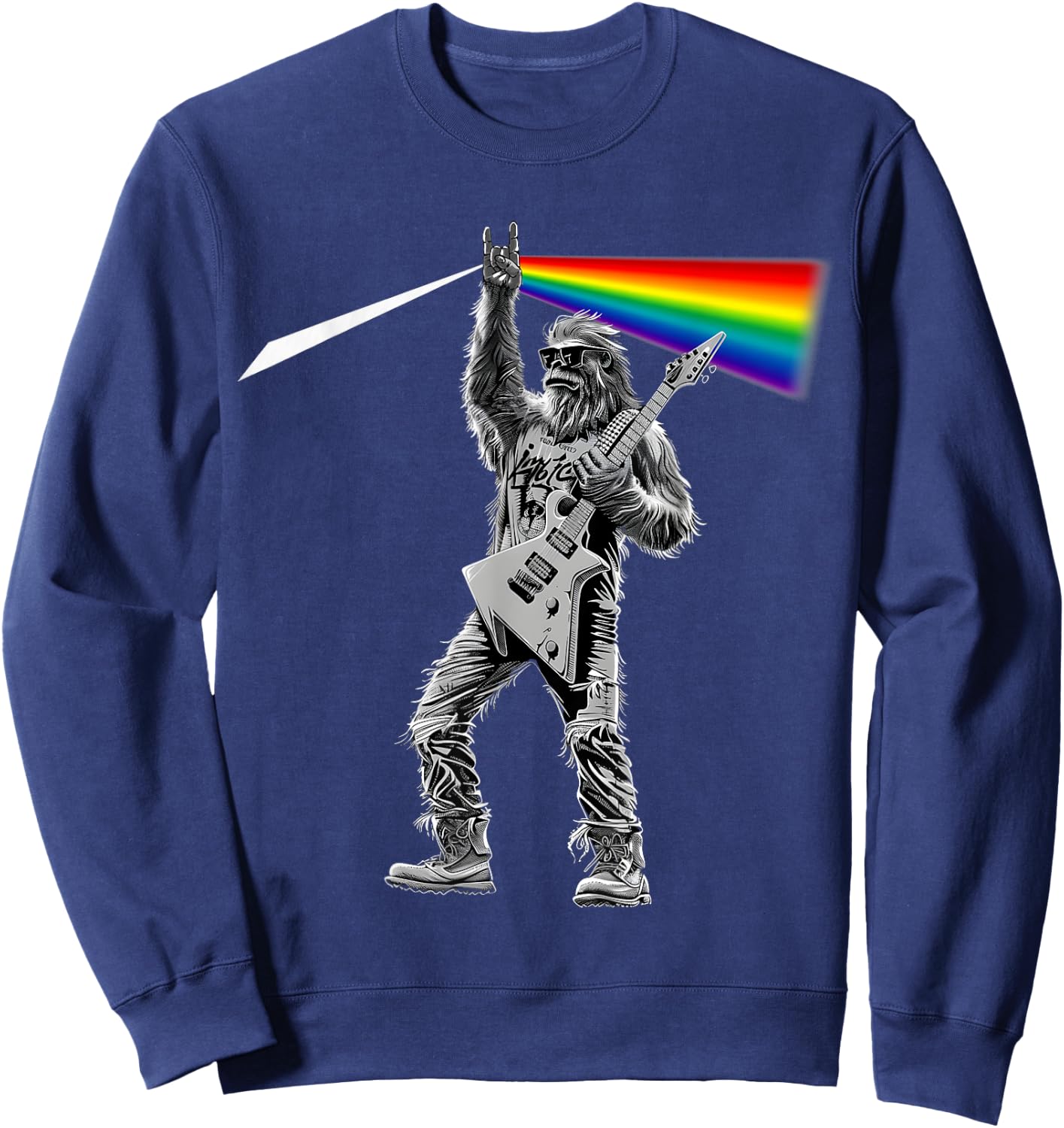 Funny Bigfoot Rock Music Gift Men Kids Women Funny Bigfoot Sweatshirt - Sweatshirt | Navy