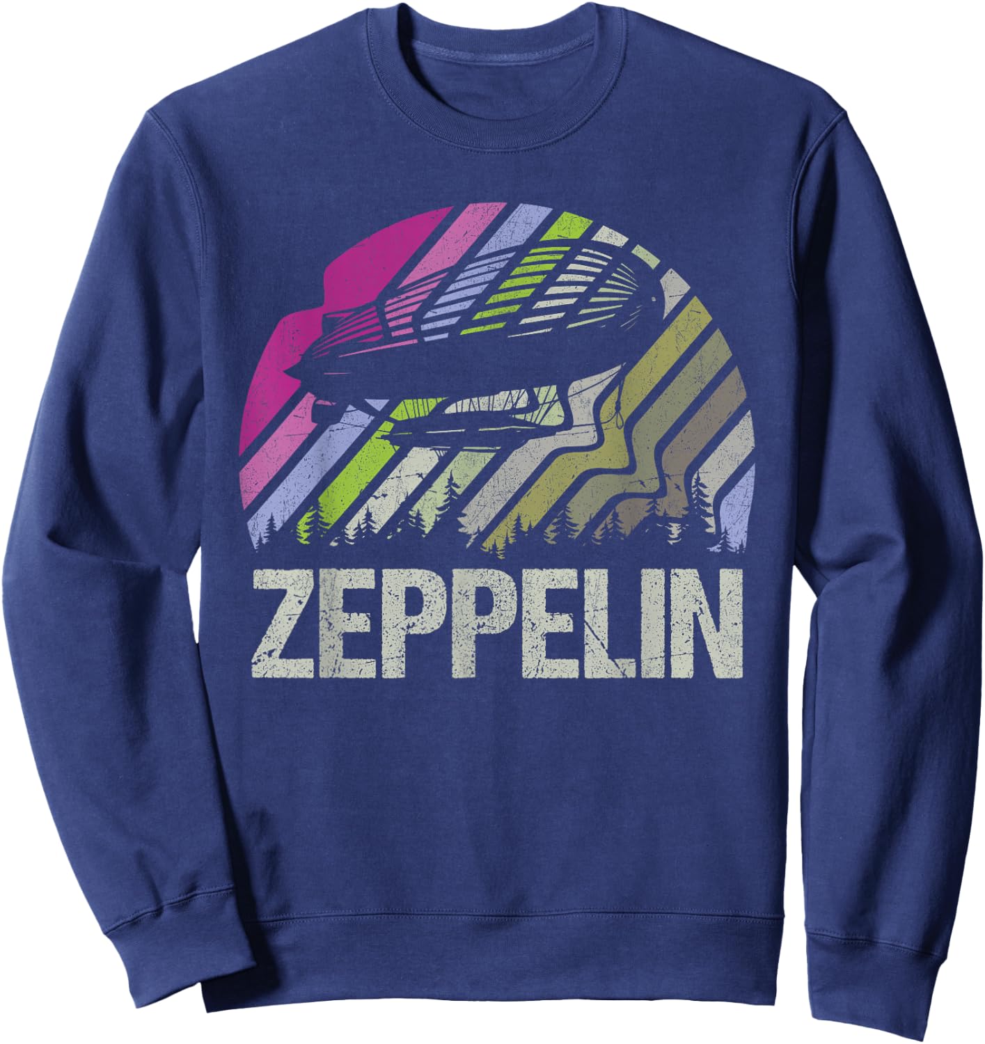 Retro Vintage Zeppelin Airship Aviation Blimp Men Women Kids Sweatshirt - Sweatshirt | Navy