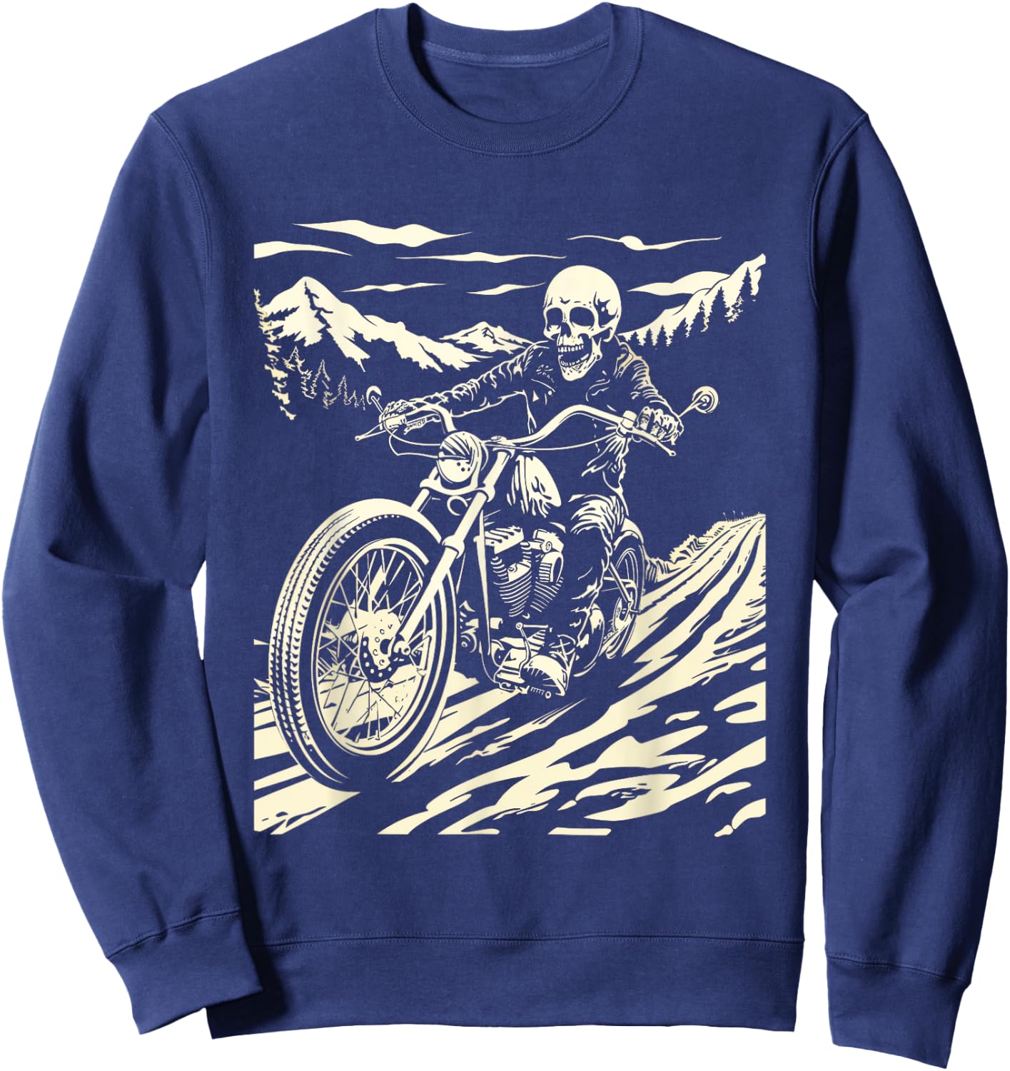 Skeleton Vintage Motorcycle Skeleton rider Sweatshirt - Sweatshirt | Navy