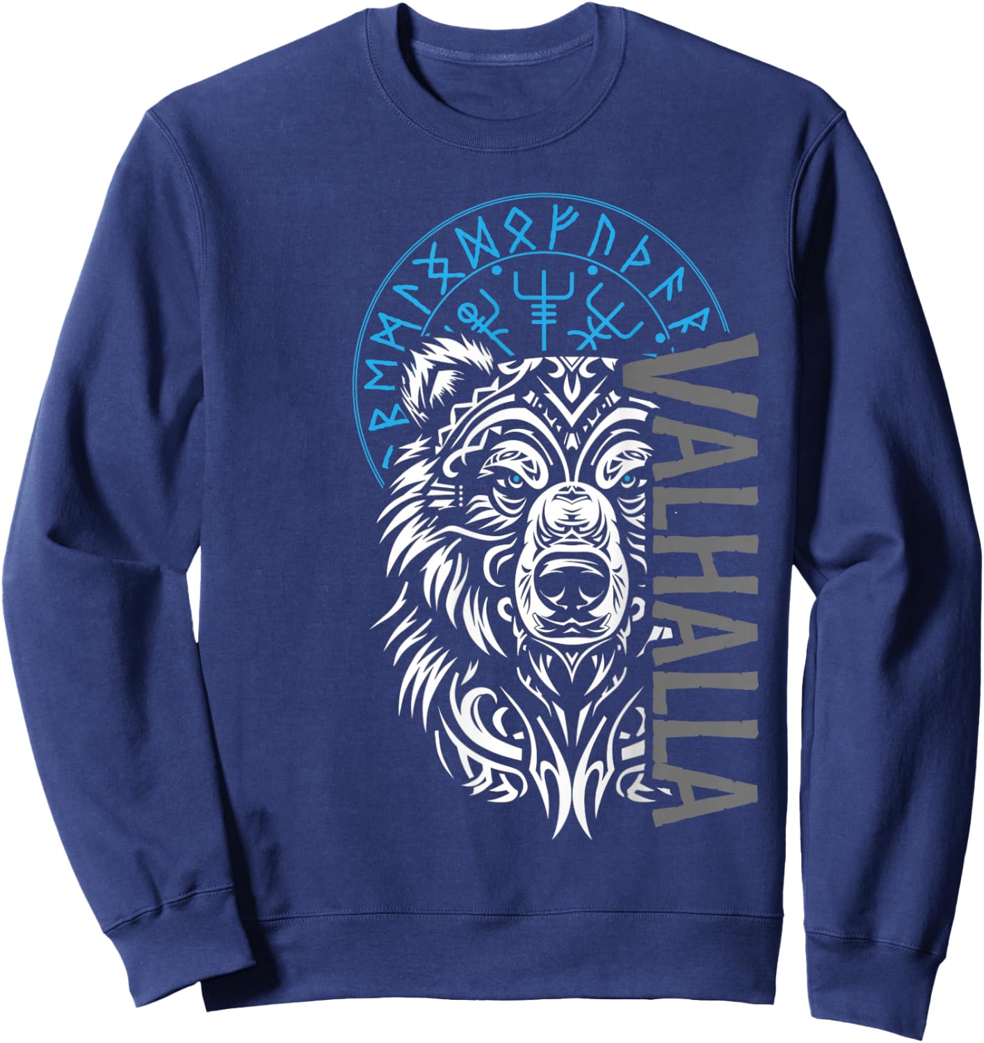 Valhalla & Viking Compass - Nordic Bear Design Sweatshirt - Sweatshirt | Navy