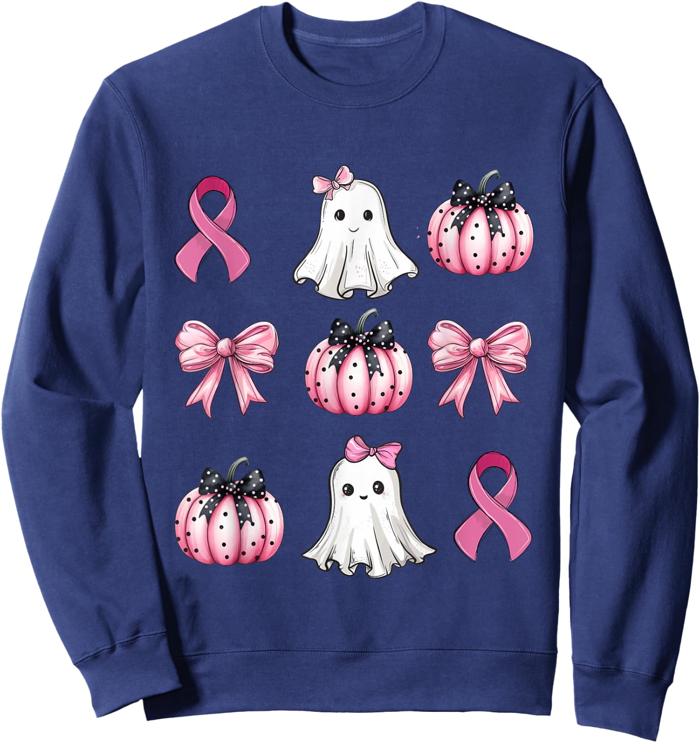 Breast Cancer Awareness Coquette Pink Pumpkin Rippon Women's Sweatshirt - Sweatshirt | Navy