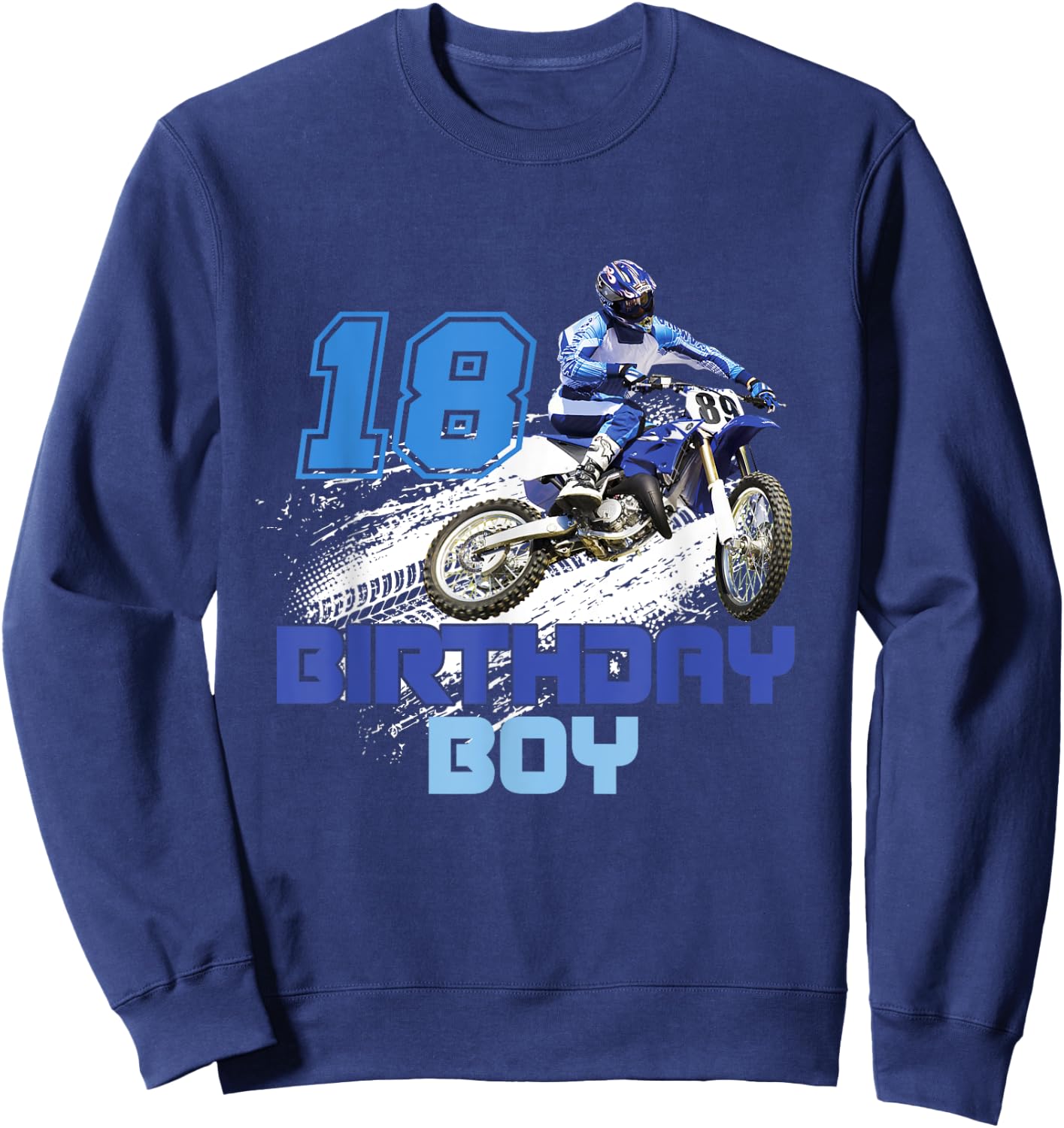 Kid Dirt Bike Rider 18 Years Old Motocross 18th Birthday Boy Sweatshirt - Sweatshirt | Navy
