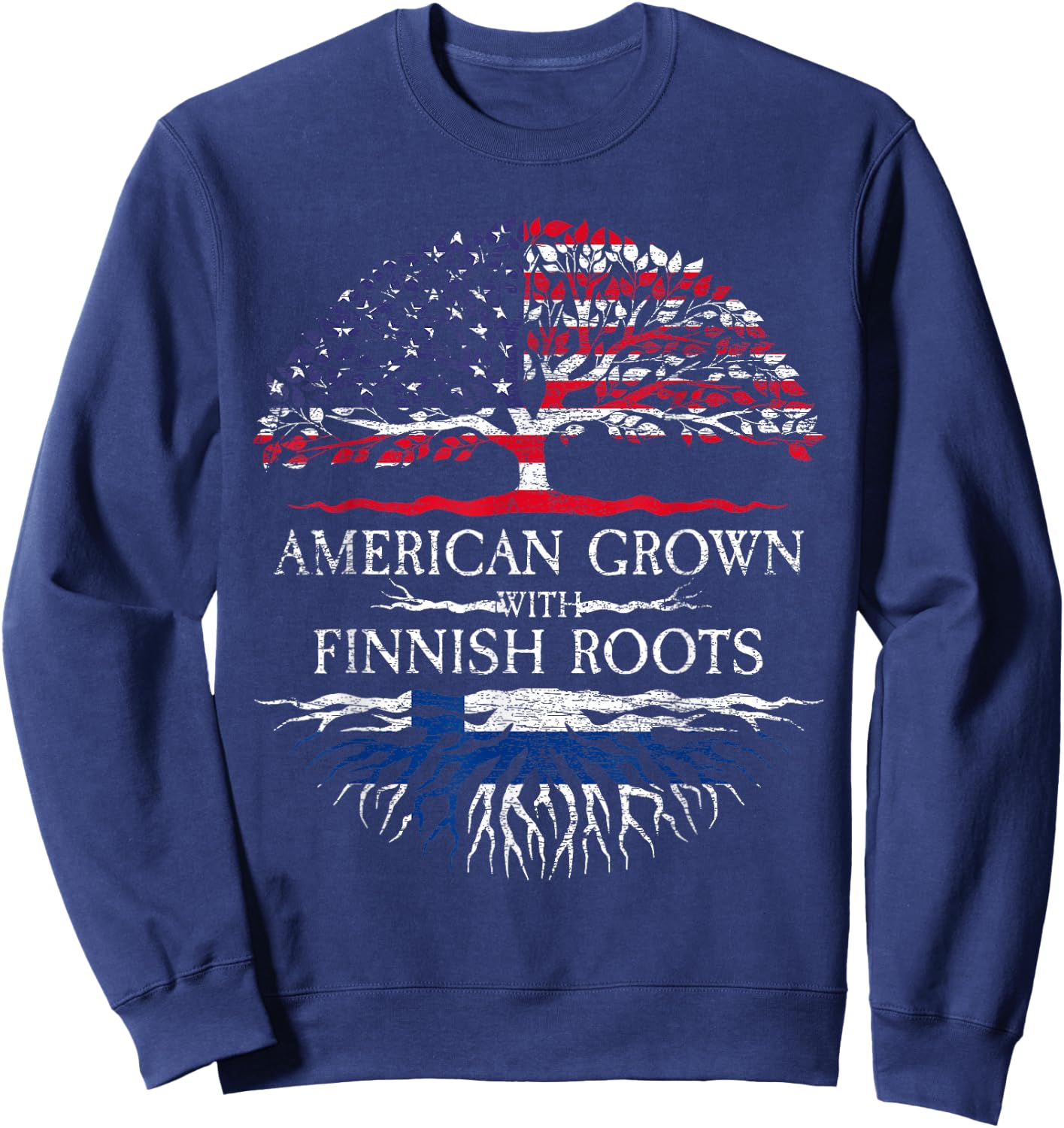 American Grown with Finnish Roots Finland Sweatshirt - Sweatshirt | Navy