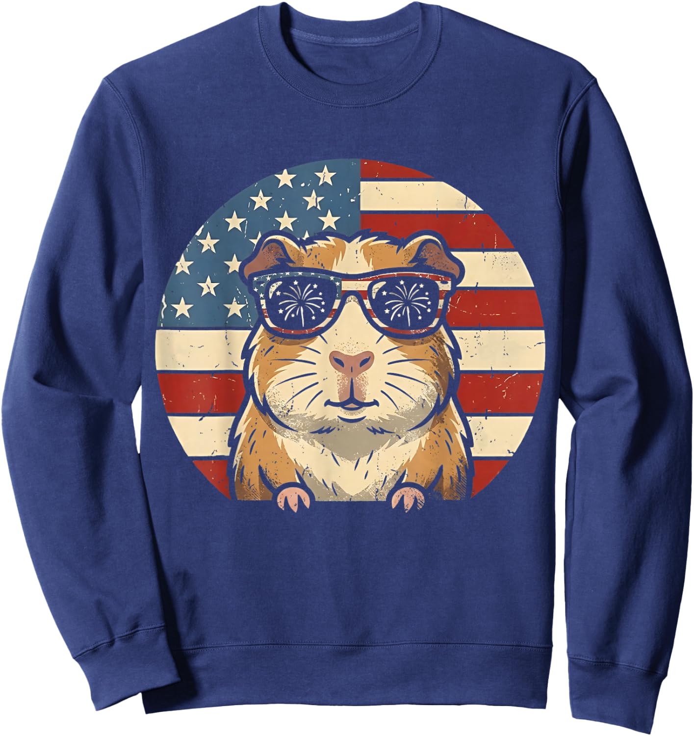 Retro Guinea Pig 4th of July America Funny Independence Day Sweatshirt - Sweatshirt | Navy