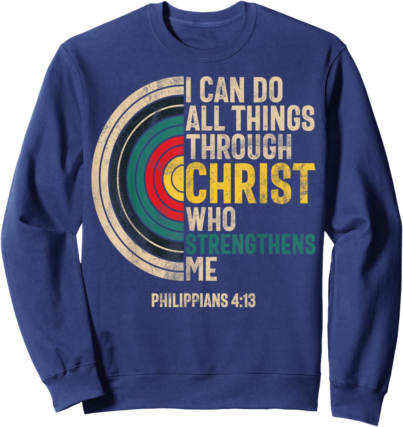 I Can Do All Things Through Christ Archery Bible Verse Sweatshirt - Sweatshirt | Navy