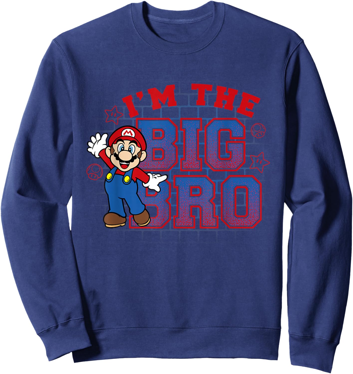 Super Mario I'm The Big Bro Portrait Text Sweatshirt - Sweatshirt | Navy