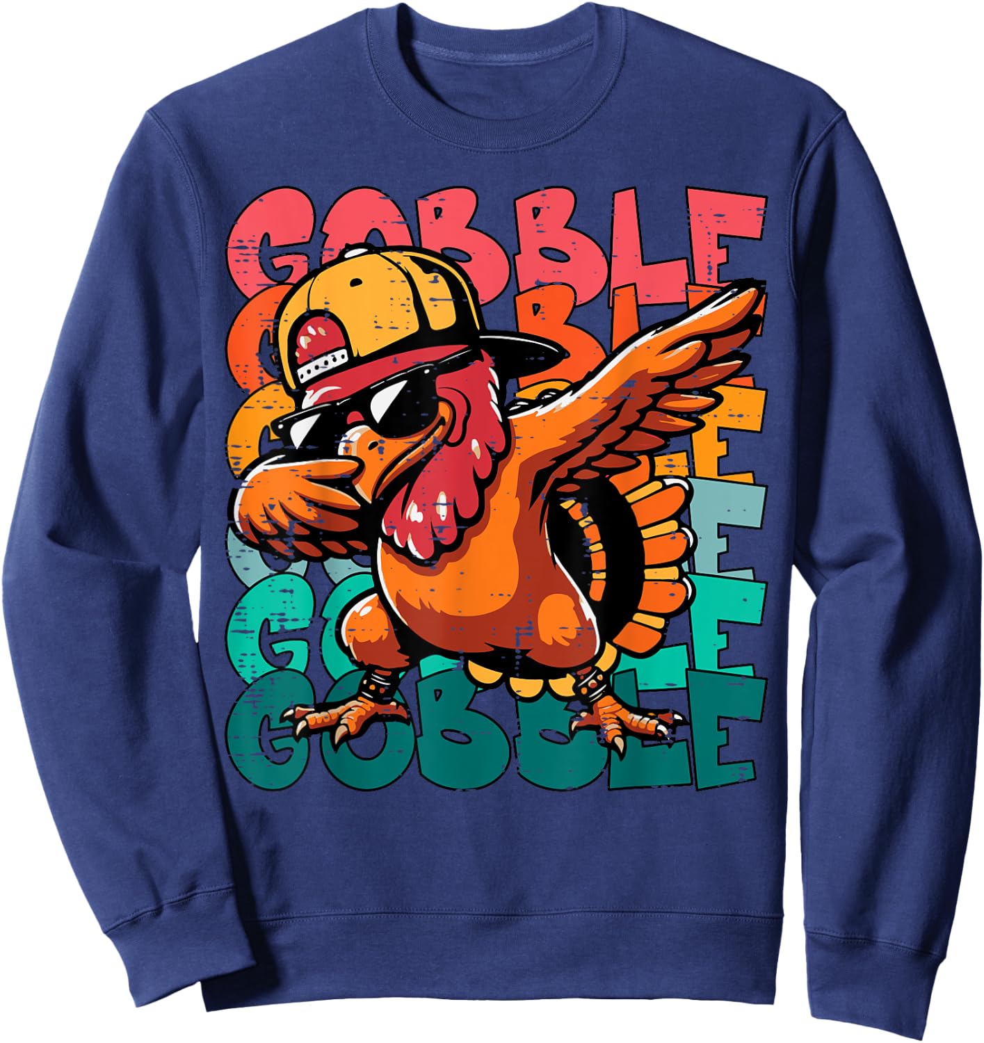 Thanksgiving Turkey Dab Gobble Funny Toddler Boys Kids Youth Sweatshirt - Sweatshirt | Navy