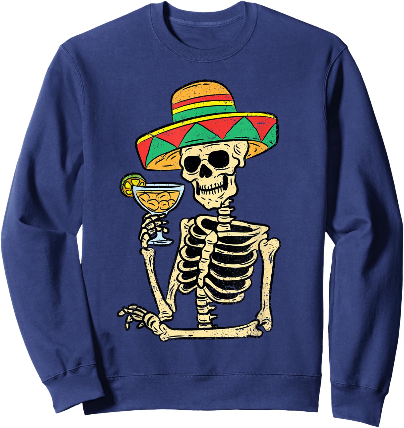 Mexican Skeleton Sombrero Cinco De Mayo Fiesta Men Women Sweatshirt - Sweatshirt | Navy