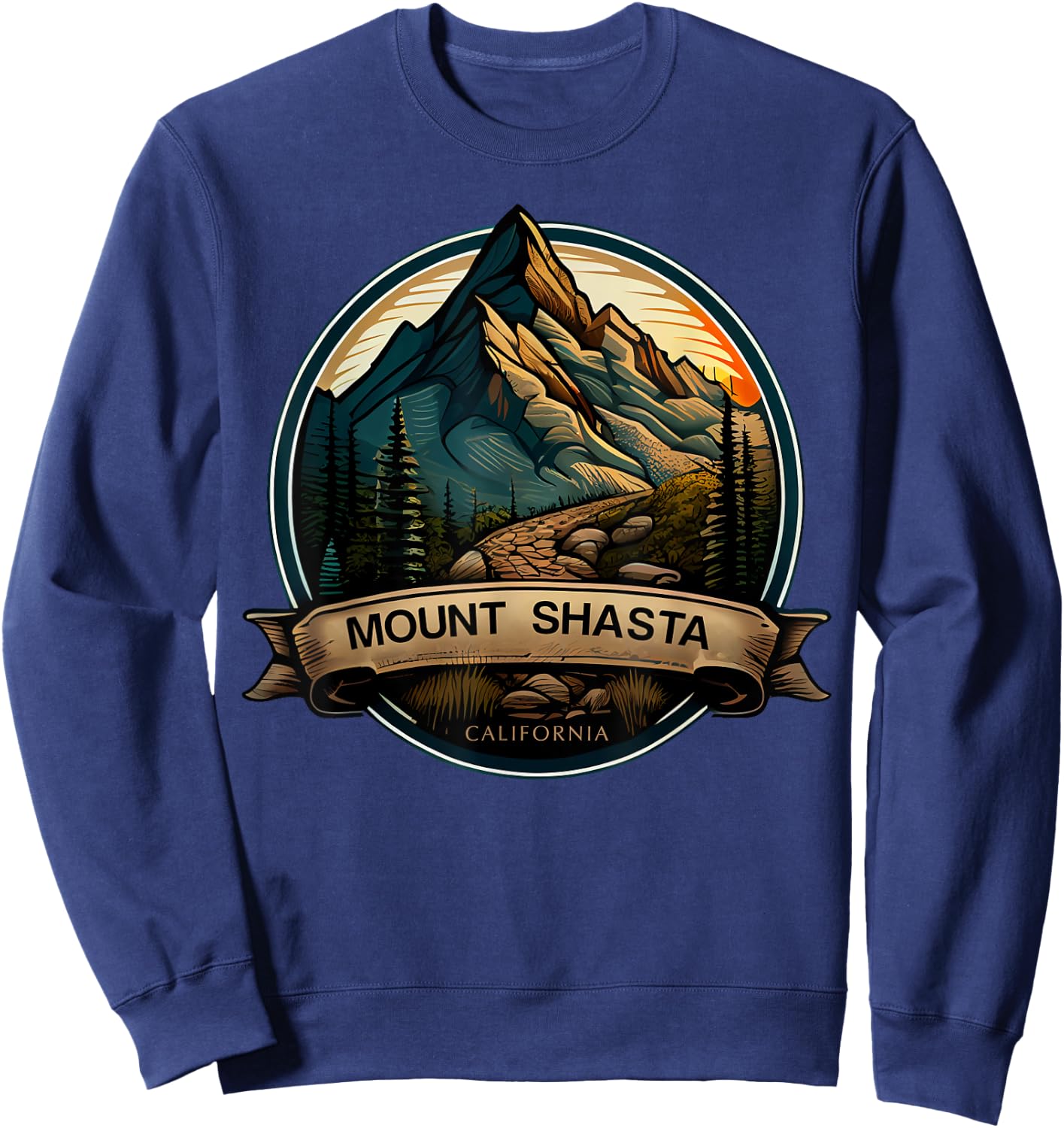 Mount Shasta California Souvenir Hiking Sweatshirt - Sweatshirt | Navy