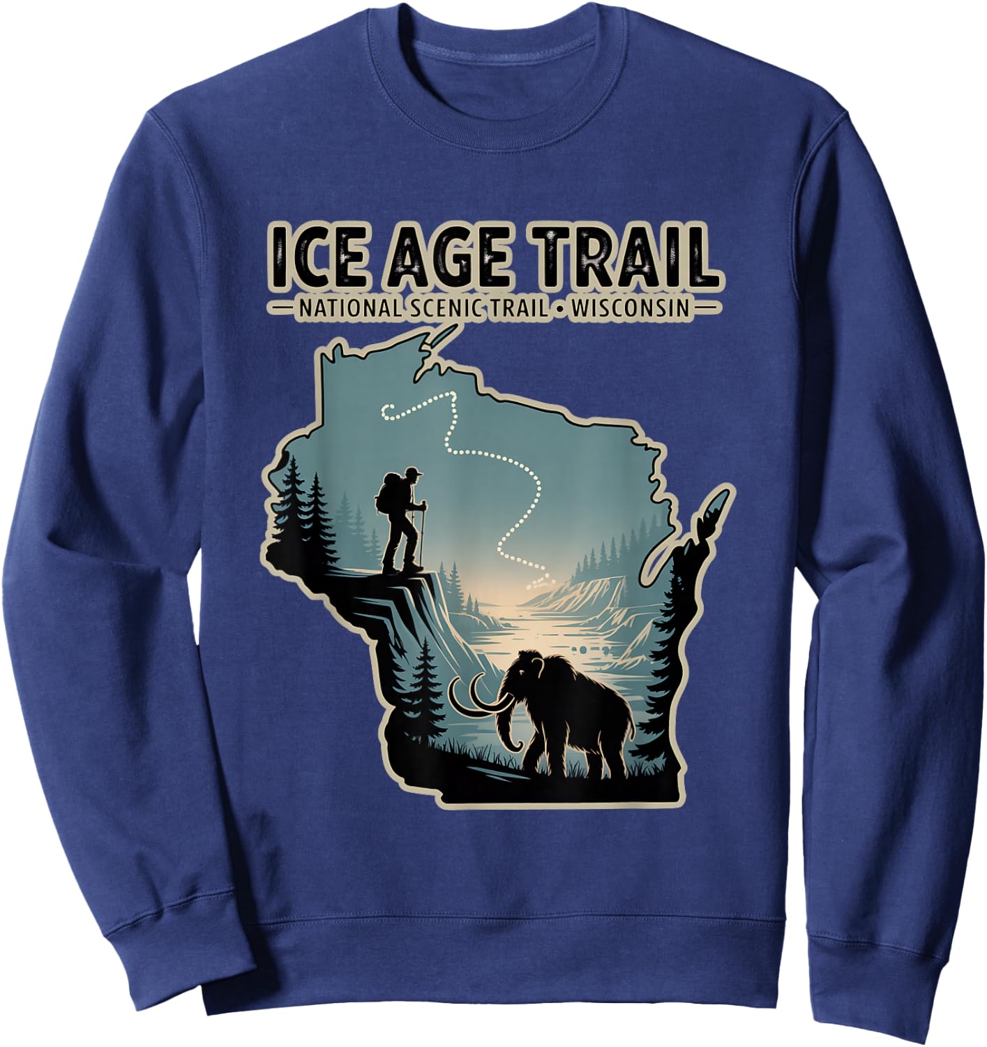 Ice Age Trail National Scenic Trail Wisconsin Sweatshirt - Sweatshirt | Navy