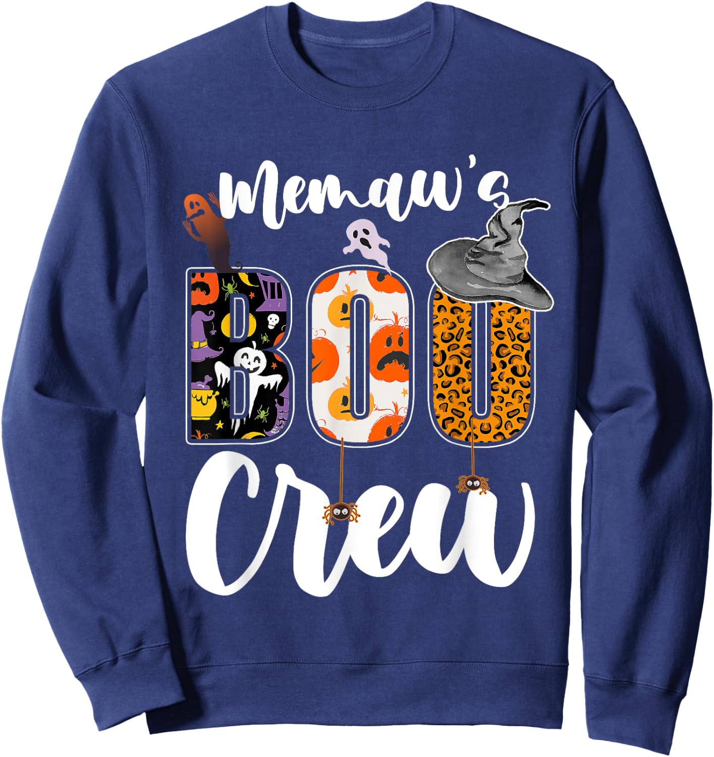Memaw's Boo Crew Halloween Grandma Grandkids Matching Sweatshirt - Sweatshirt | Navy