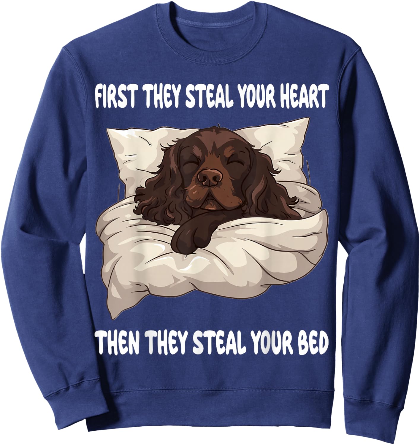 Boykin Spaniel Sleeping Pajamas Nightgown Sweatshirt - Sweatshirt | Navy