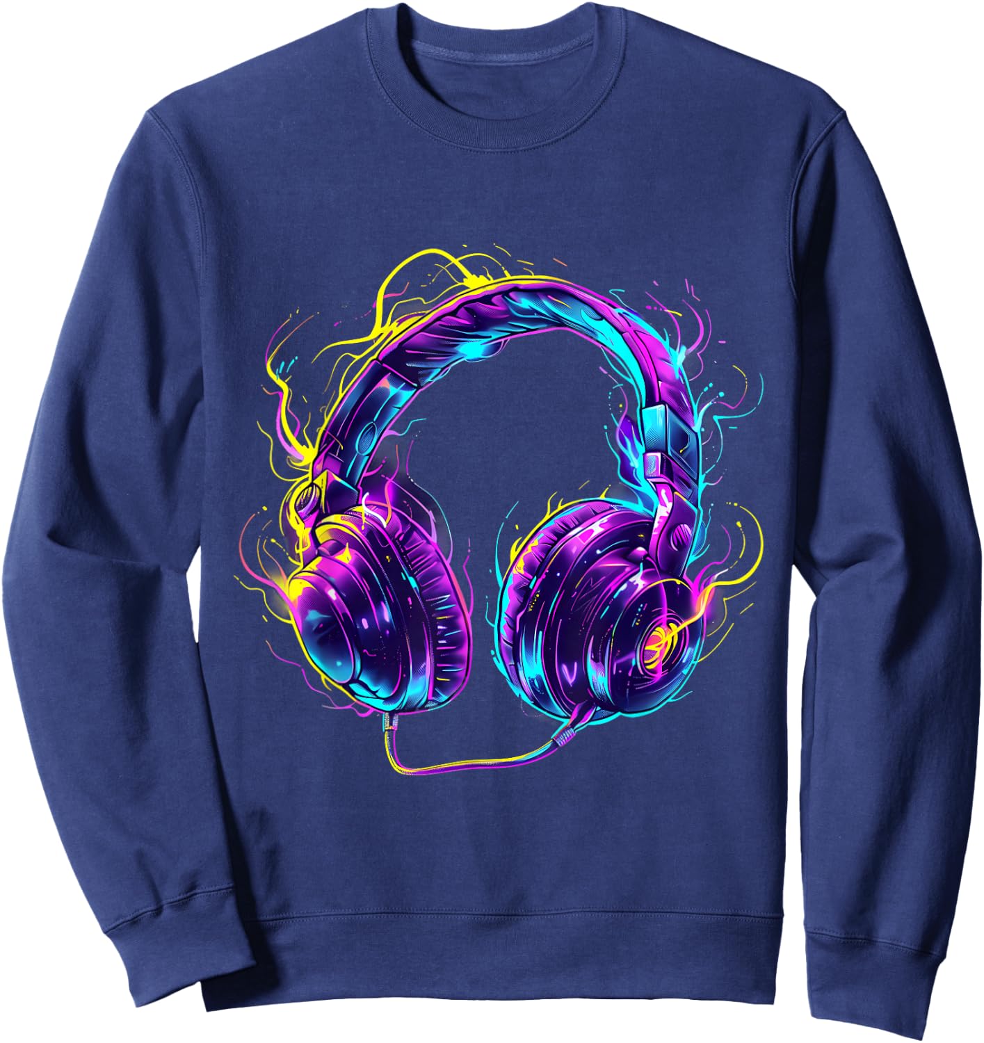 Headphones Music DJ Music Lover Beatmaker Techno Artwork Sweatshirt - Sweatshirt | Navy