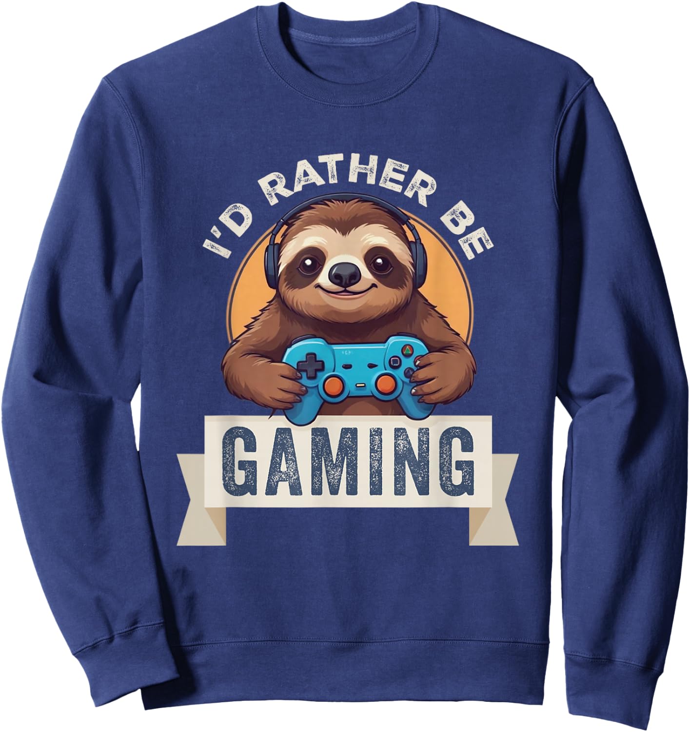 Sloth Gamer, I'd Rather Be Gaming Sweatshirt - Sweatshirt | Navy