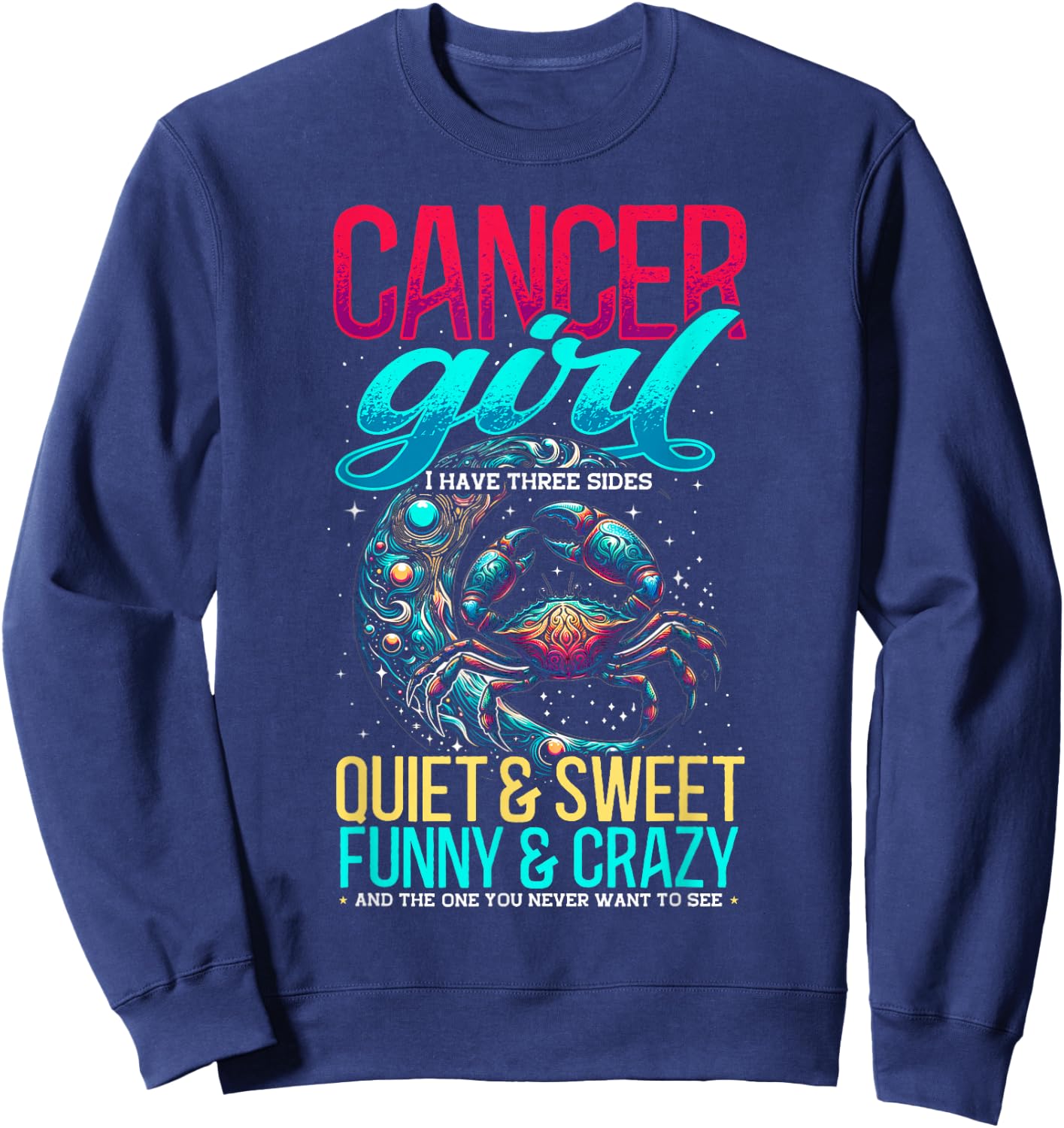 Cancer Zodiac Sign Moon Astrology Star Sign, Cancer Girl Sweatshirt - Sweatshirt | Navy