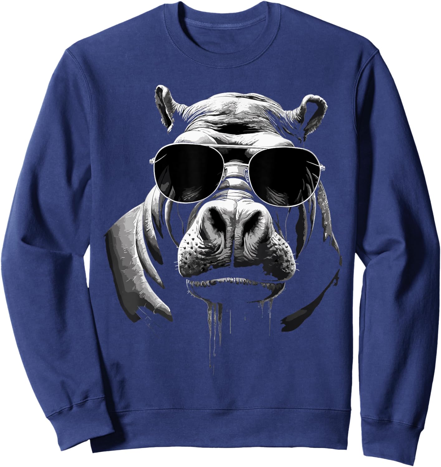 Sunglasses Africa Safari Zoo Animal Lovers Cool Hippo Sweatshirt - Sweatshirt | Navy
