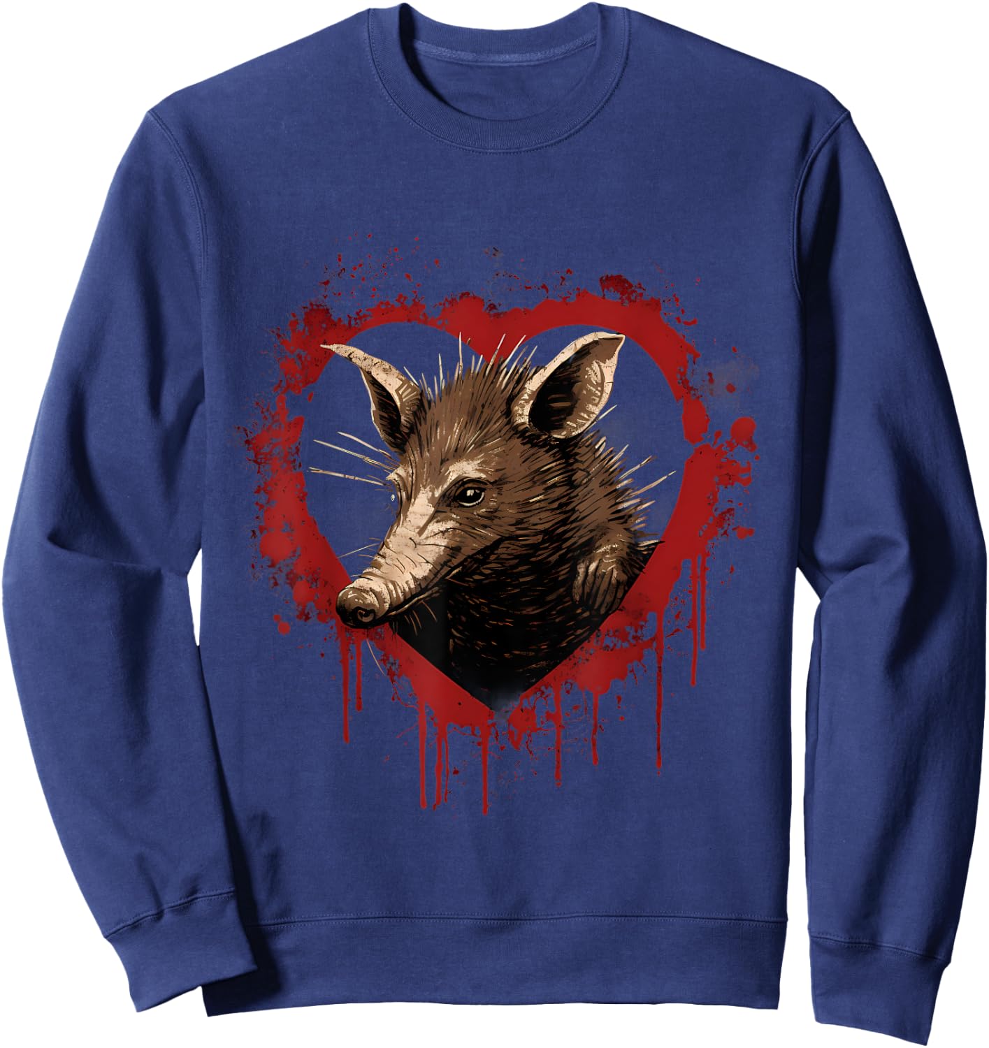 Aardvark Drawing Heart Animal Art Splash Nature Artwork Sweatshirt - Sweatshirt | Navy