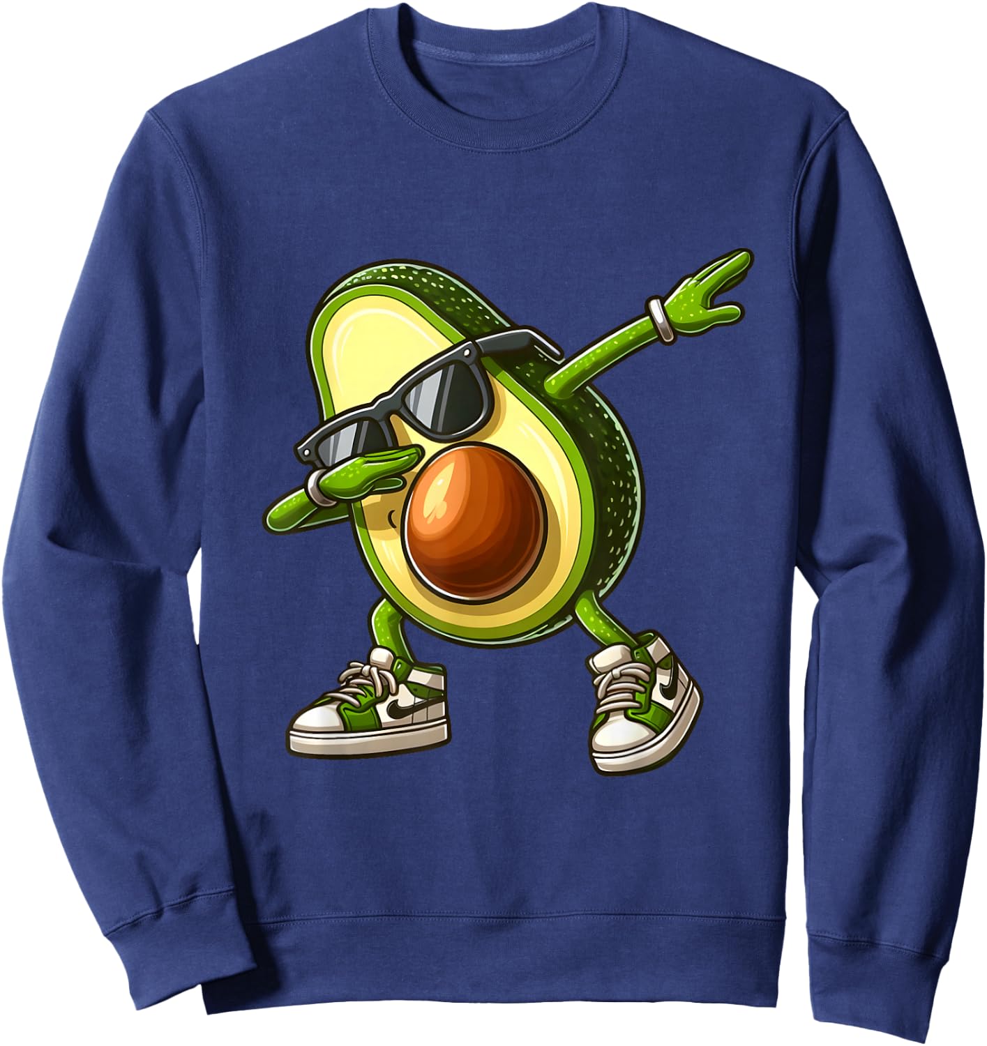 Funny Dabbing Avocado Vegan Food Lover Sweatshirt - Sweatshirt | Navy