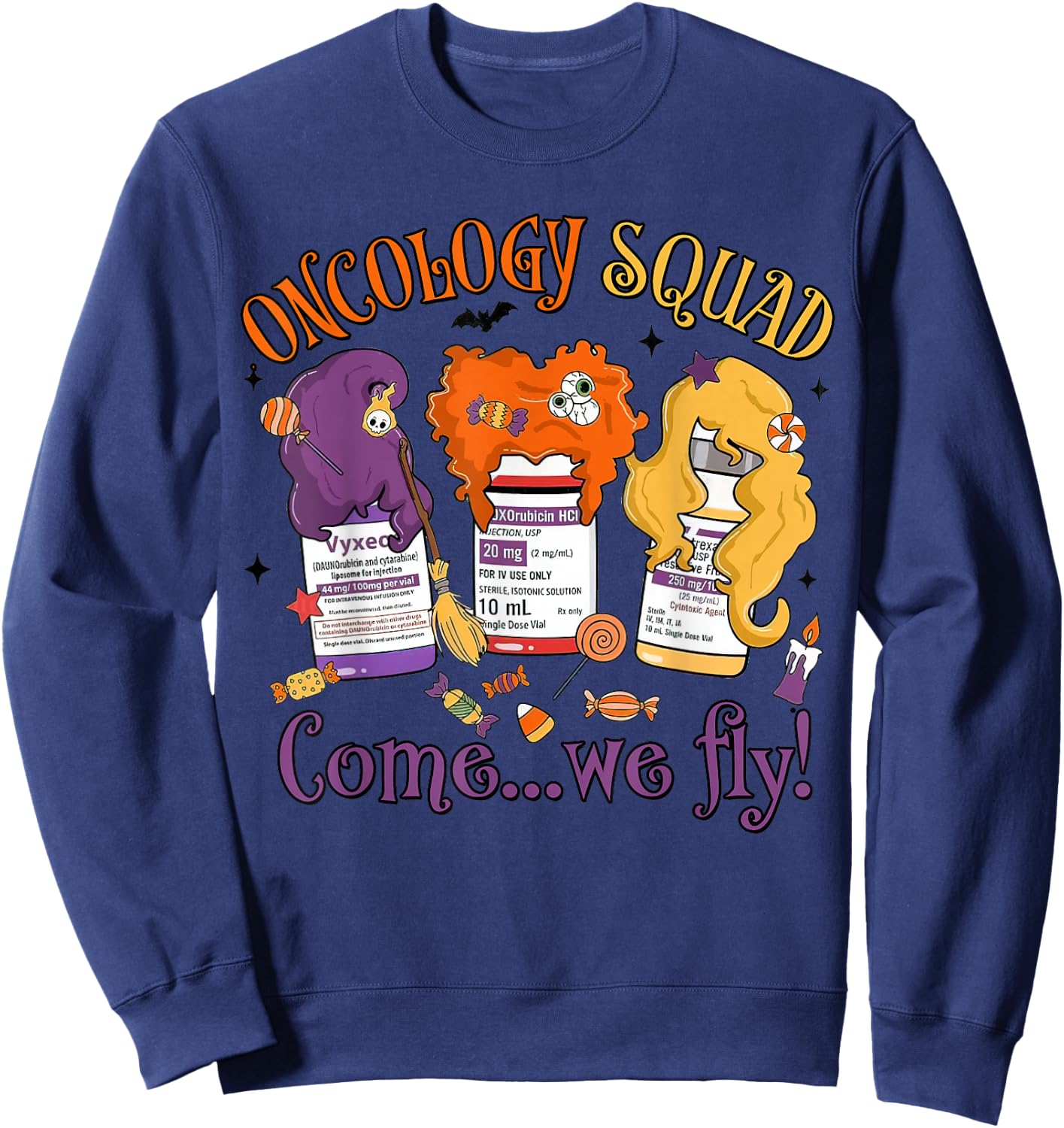 Oncology Nurse Halloween, Pediatric Oncology,Oncology Squad Sweatshirt - Sweatshirt | Navy